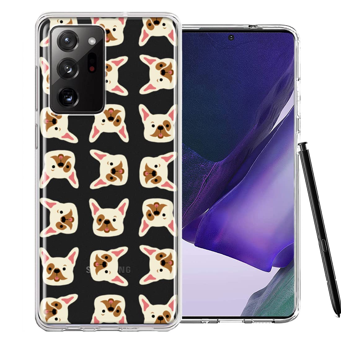 Samsung Galaxy Note 20 Ultra Case - Cute Frenchie Bulldog Polkadots Design Double Layer Protective Phone Cover | Shockproof & Scratch Resistant | Perfect for Daily Use, Work & Travel