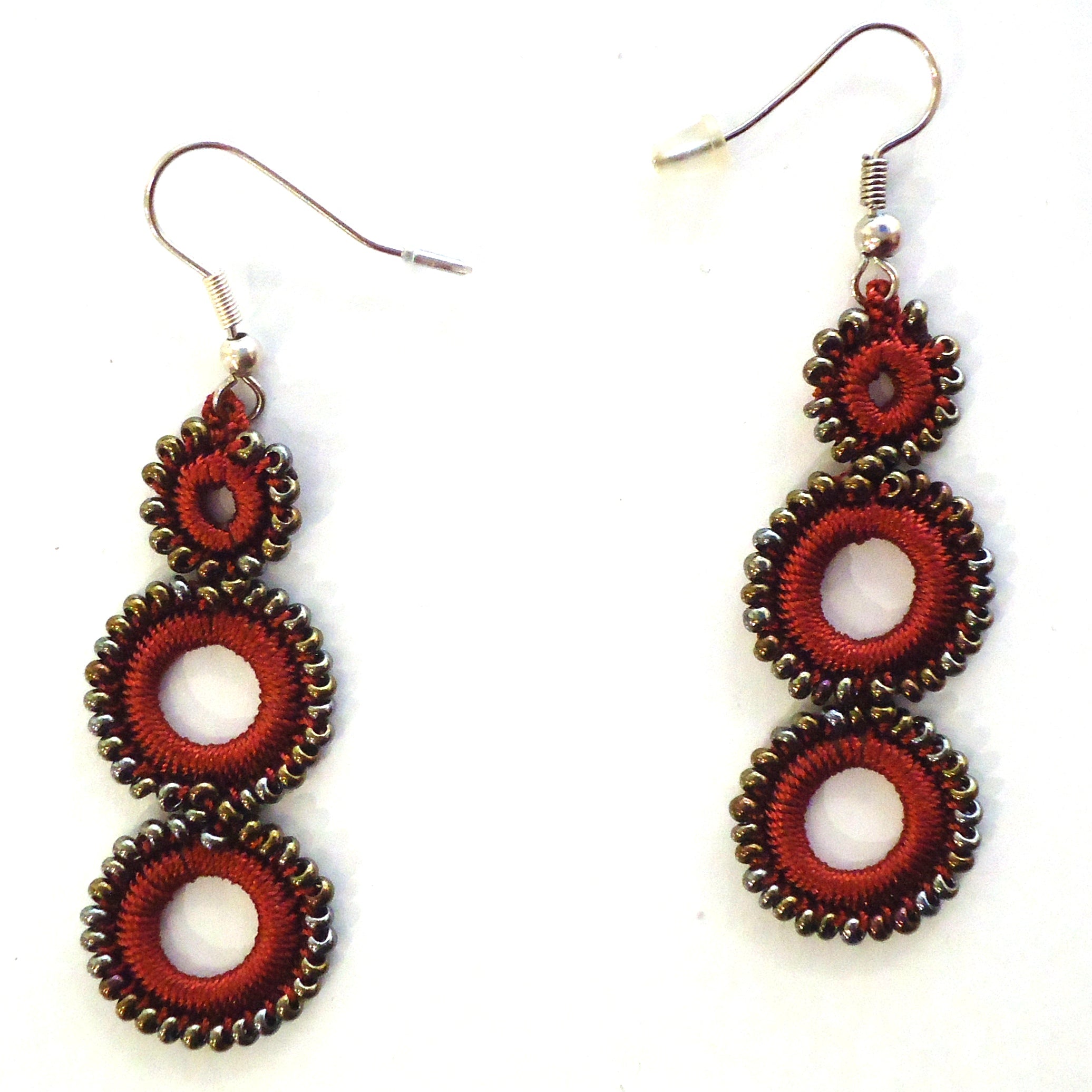 Elegant Marsala Parade of Circles Earrings - Perfect for Parties, Weddings & Everyday Wear
