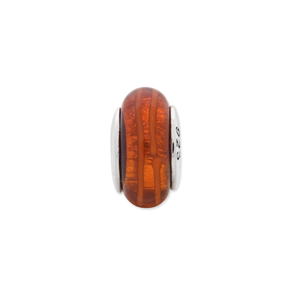 Handmade Orange Blown Glass Bead Sterling Silver Jewelry - Perfect for Necklaces, Bracelets & DIY Crafting