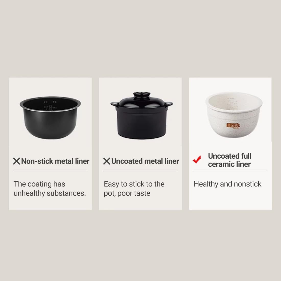 Joydeem 3-Cup Ceramic Rice Cooker FD20S-W - 2L White Electric Cooker with Pure Ceramic Inner Pot & 24H Delay Timer | Perfect for Small Families, Dorms, or Office Use