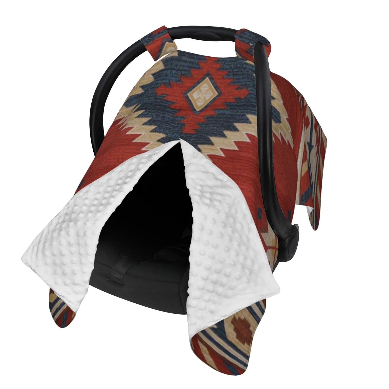 Southwestern Geometric Native American Baby Car Seat Canopy Cover - Multi-Use Nursing Cover for Newborns, Breastfeeding & Car Seat Protection - Perfect Baby Shower Gift for New Moms (Use in Cars, Strollers & Nursing in Public)