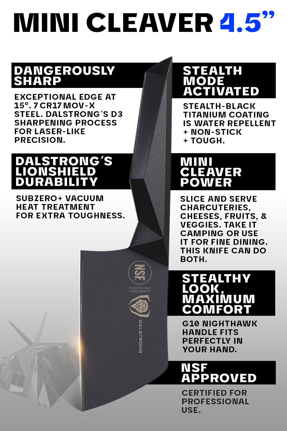 Dalstrong Shadow Black Series Mini Cleaver Knife 4.5