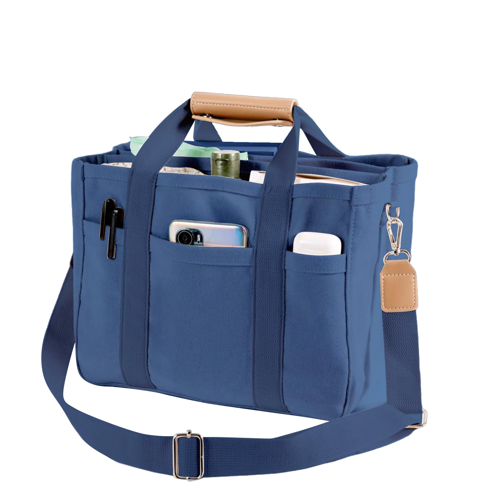 Stylish Multi-Pocket Canvas Tote Bag for Women - Large Capacity Reusable Handbag with Sturdy Handles | Perfect for Work, Travel, Shopping & Beach Days