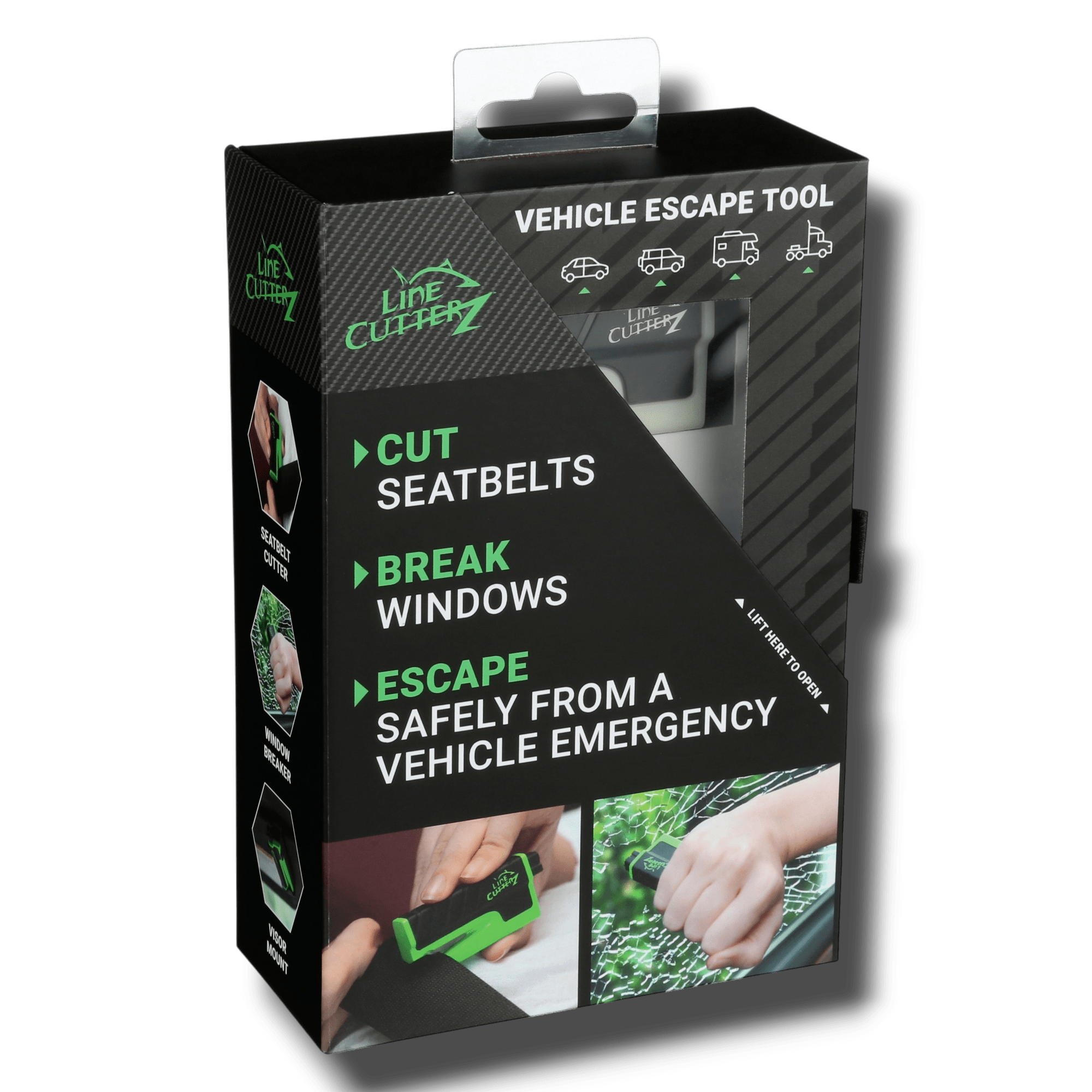 Line Cutterz VET Vehicle Escape Tool - Emergency Seatbelt Cutter & Window Breaker for Cars, Trucks & SUVs - Perfect for First Aid Kits, Roadside Emergencies & Survival Gear