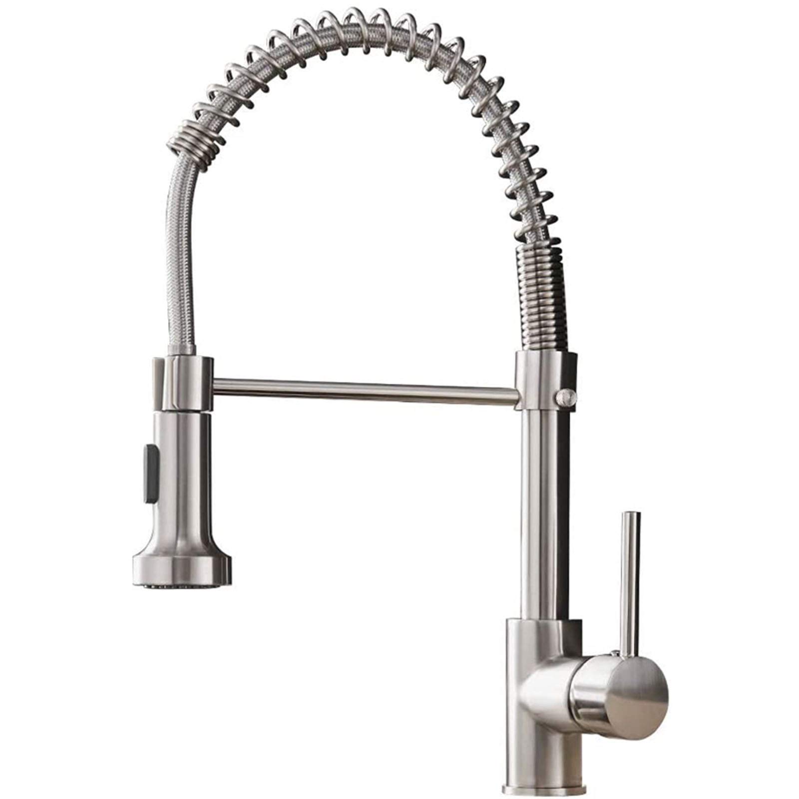 Upgraded WDWL Commercial Style Single Handle Pull Out Sprayer Kitchen Faucet - Solid Brass Construction, Matte Black Stainless Steel Finish for Modern Kitchens | Perfect for Home, Restaurant & Bathroom Sink Installation
