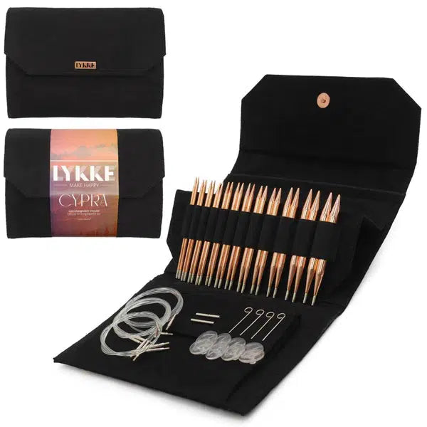 Lykke Cypra Copper 5-Piece Interchangeable Circular Knitting Needle Set with Storage Case | Perfect for Knitting Socks, Sweaters & Scarves