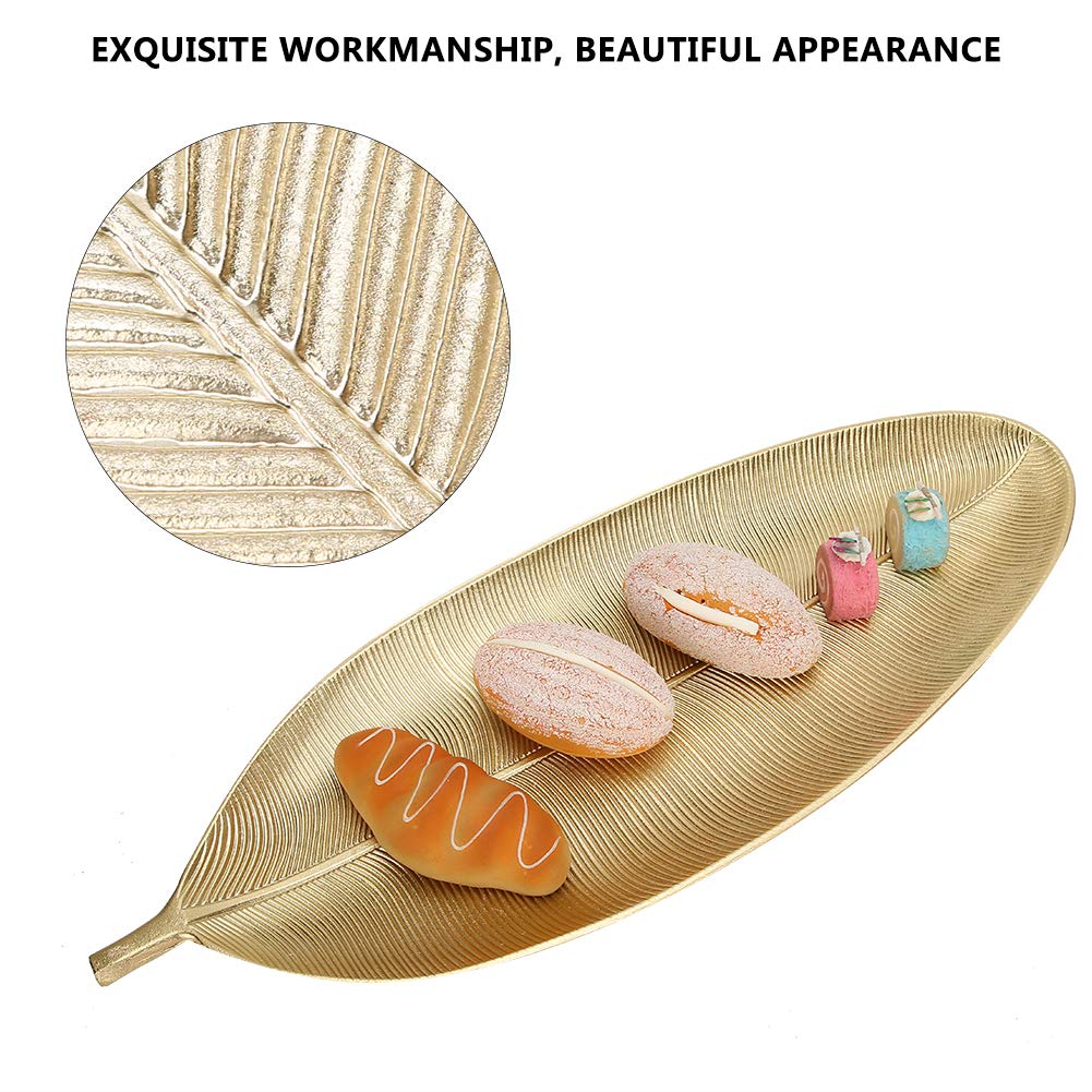 Gold Leaf-Shaped Jewelry Organizer & Serving Tray - Elegant Display for Rings, Fruit, Desserts, Nuts - Perfect for Home Decor, Store Displays & Party Serving (Large Size)