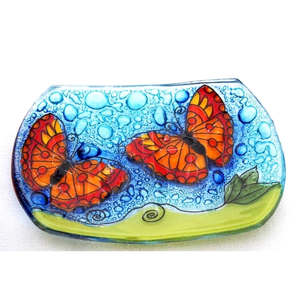 Orange Butterfly Soap Dish - Elegant Bathroom Decor for Sink Countertop, Perfect for Handmade Soap Storage and Shower Organization