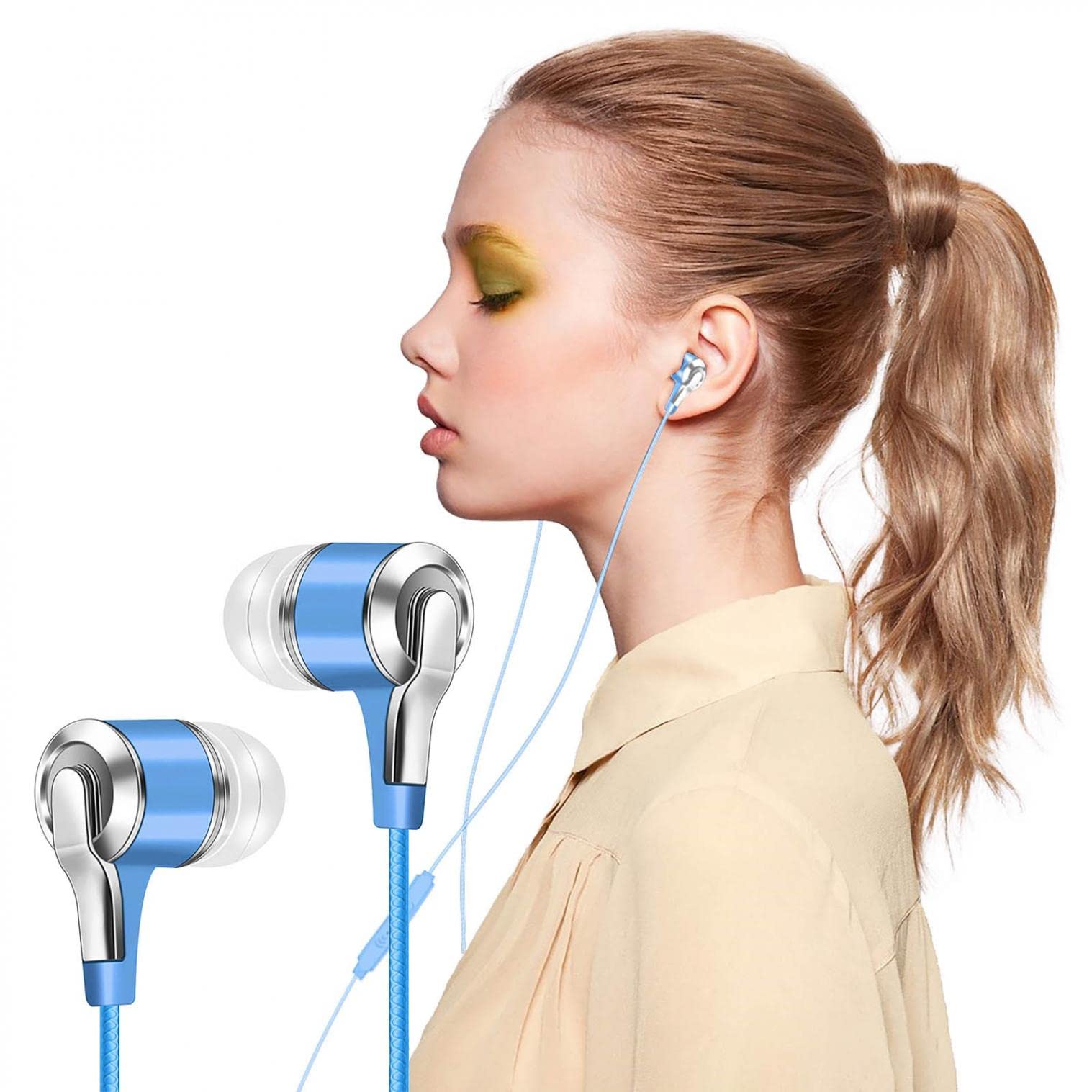 Zhenlik Fashion Wired Earbuds with Microphone, 3.5mm In-Ear Headphones for iPhone, Samsung, Android Smartphones, Laptops, Tablets, MP3 Players - Perfect for Music, Gaming, Workouts & Commuting