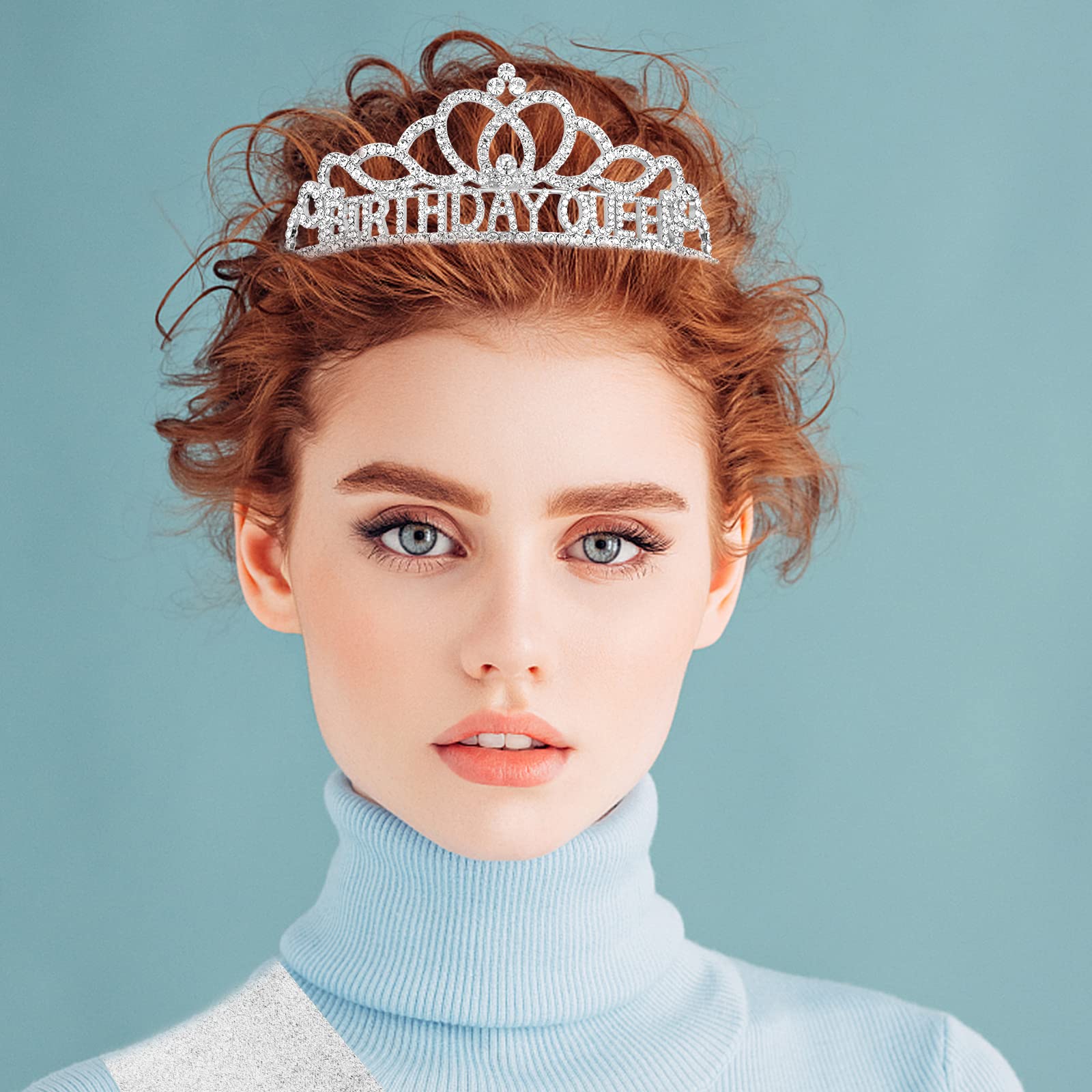 Silver Birthday Crown & Tiara Set for Women - Elegant Queen Sash & Crown for Birthday Parties, Bridal Showers, Bachelorette Events & Special Celebrations