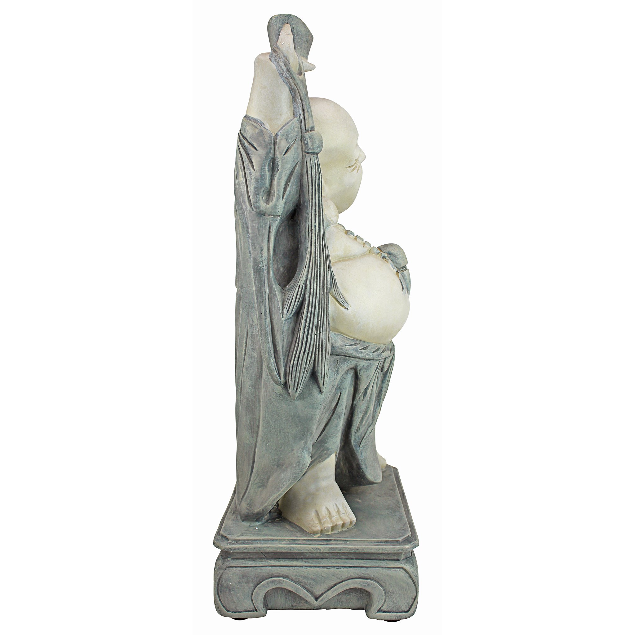 Design Toscano Jolly Hotei Laughing Buddha Statue - 26 Inch Asian Decor for Indoor & Outdoor Garden - Cast Stone Resin with Two-Tone Finish - Perfect for Zen Gardens, Patio Decor, and Home Meditation Spaces