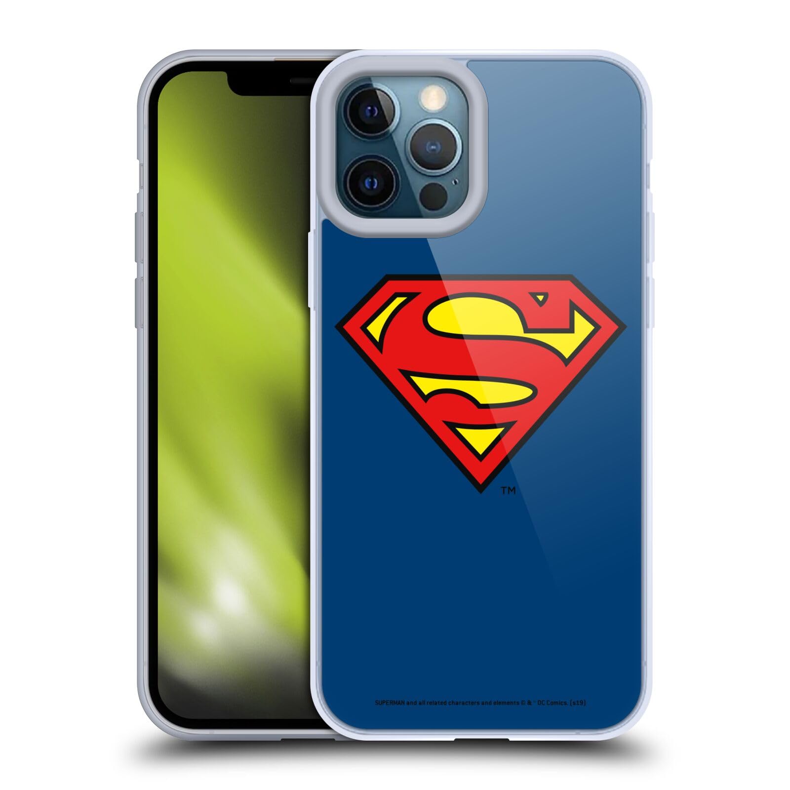 Officially Licensed Superman DC Comics Classic Logos Soft Gel Case for Apple iPhone 12 Pro Max - Durable Protection with Superhero Style | Perfect for Fans, Daily Use & Gift Giving