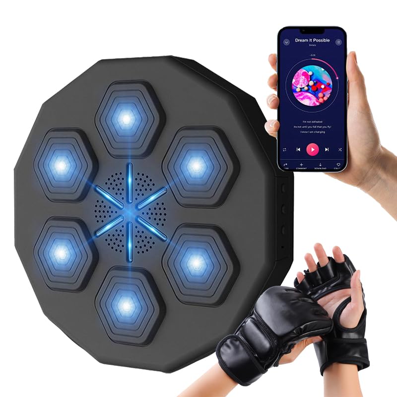 2024 Upgraded Electronic Music Boxing Machine - Bluetooth Wall Mount Punching Bag with USB Charging for Home Gym, Stress Relief & Boxing Training | Perfect for Kids & Adults Workout, Fitness & Cardio Exercise