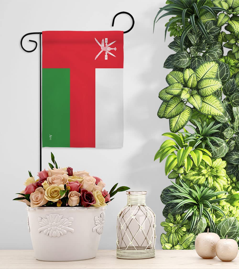 Americana Home & Garden Oman Garden Flag Set with Stand - Double-Sided House Decoration Banner for Yard, Patio & Outdoor Decor - Made in USA - Perfect for National Pride, International Events & Country-Themed Parties