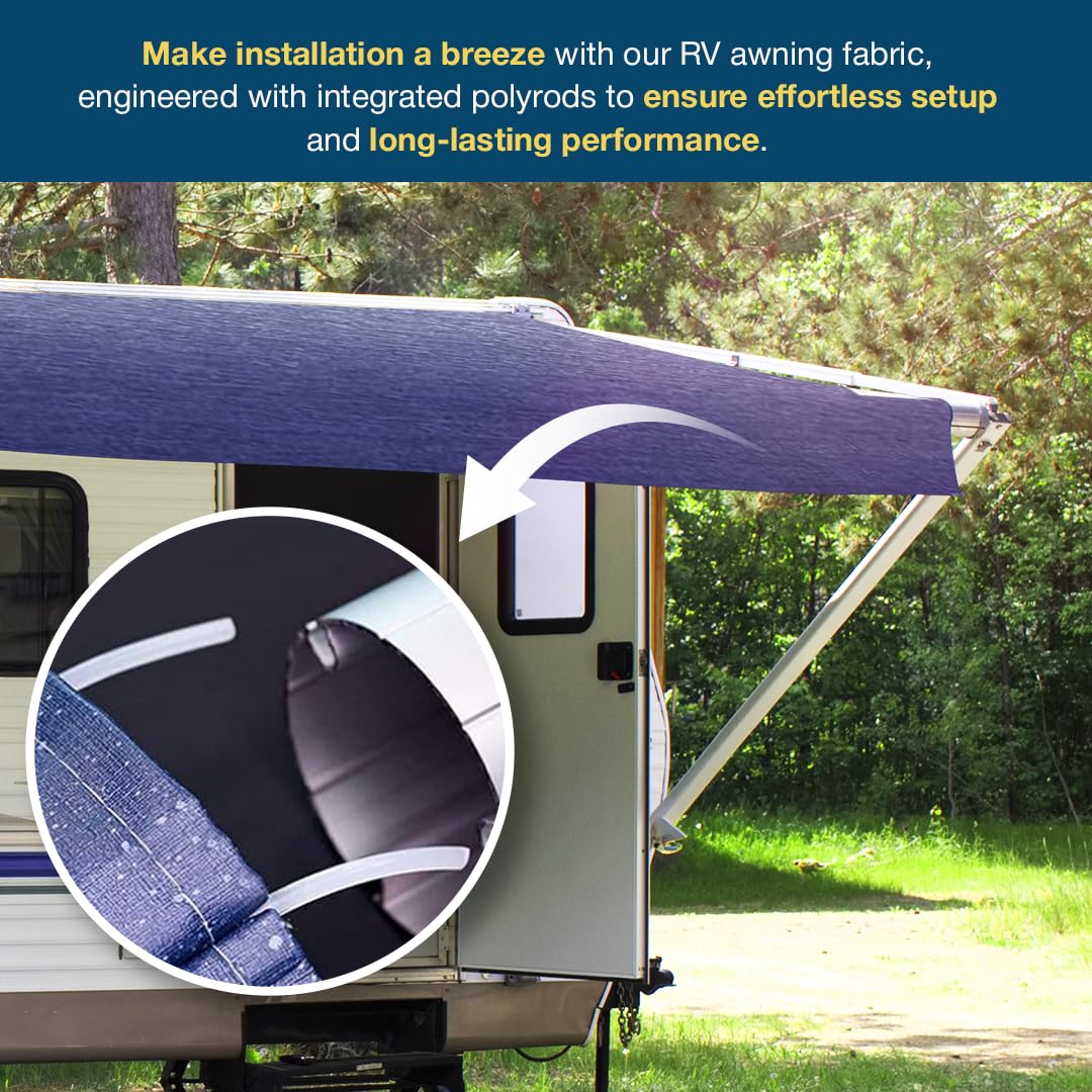Shade Pro RV Awning Replacement Fabric - 18ft Heavy Duty Vinyl Canopy (17'2