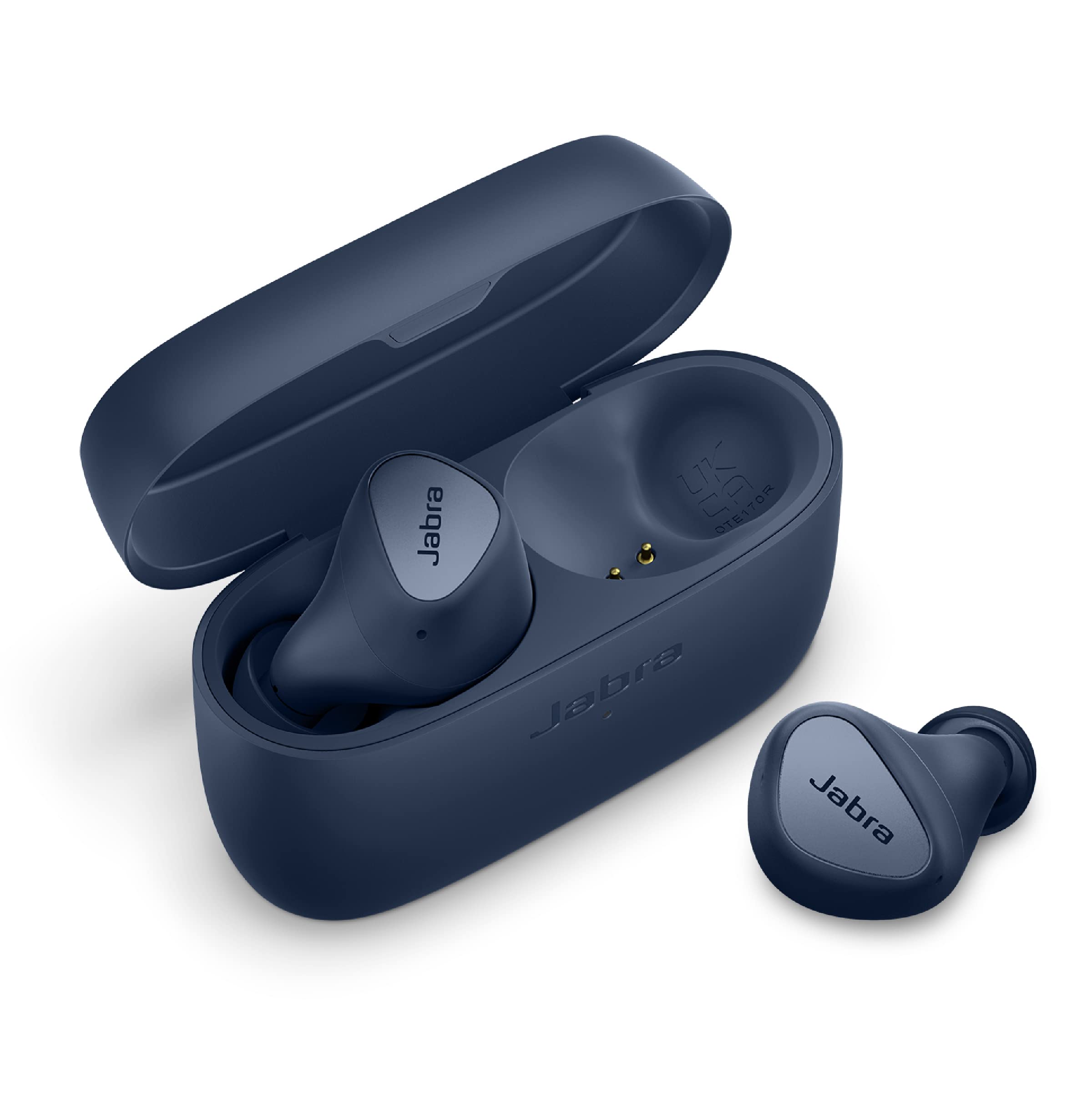 Jabra Elite 4 True Wireless Earbuds with Active Noise Cancellation - Bluetooth 5.2 Headphones for iPhone, Android & Laptop - Comfortable & Secure Fit for Gym, Running, Work & Travel - Navy Blue