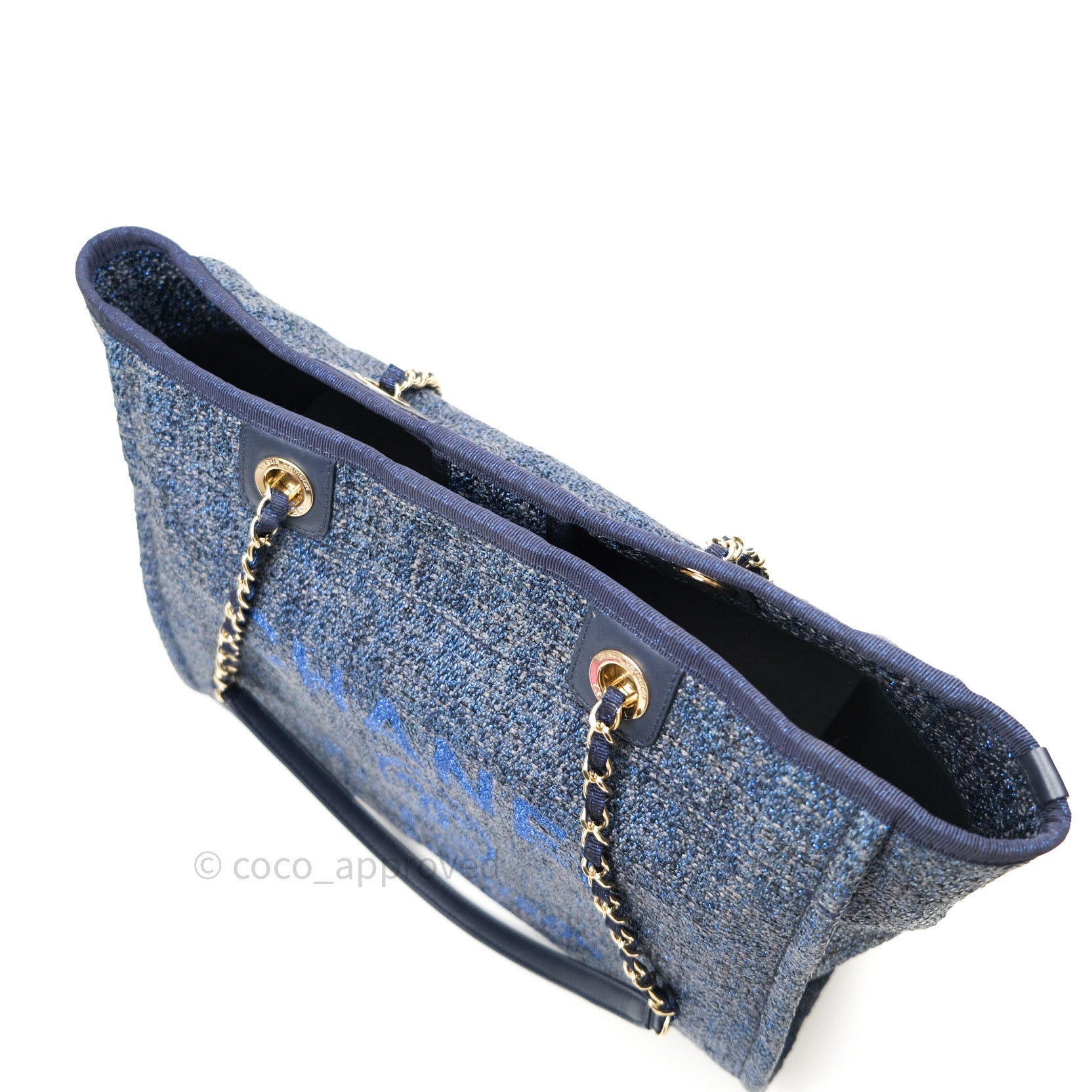 Chanel Navy Blue Canvas Deauville Medium Tote Bag - Luxury Designer Handbag for Women, Perfect for Work, Travel & Everyday Use