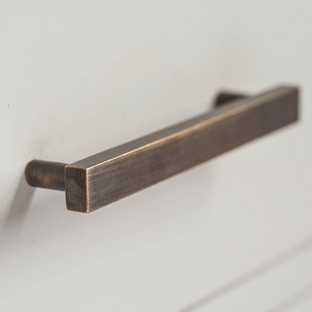 Vintage Distressed Antique Brass Cuboid Cabinet Pull Handle - Perfect for Kitchen Cabinets, Dressers & Furniture Restoration Projects