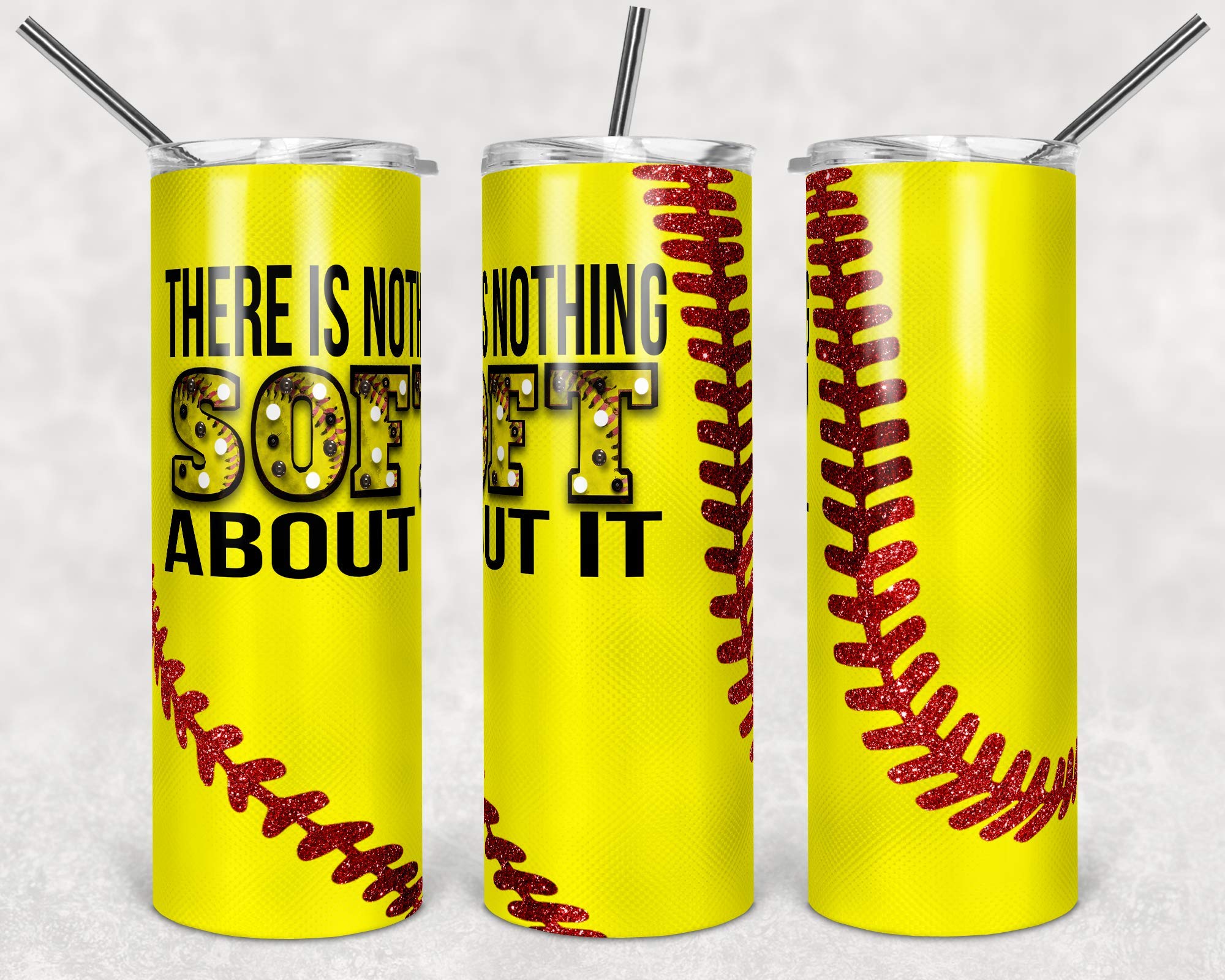 20oz Skinny Tumbler with Lid & Straw - Insulated Softball Mom & Daughter Cup - Perfect for Games, Practice & School Hydration