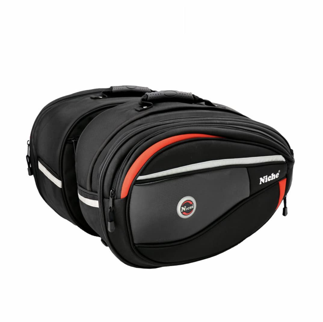 Premium 2-Piece Motorcycle Saddle Bags - Waterproof Expandable Panniers for Street & Sport Bikes | Durable Side Luggage for Commuting, Touring & Road Trips | NMO-8209