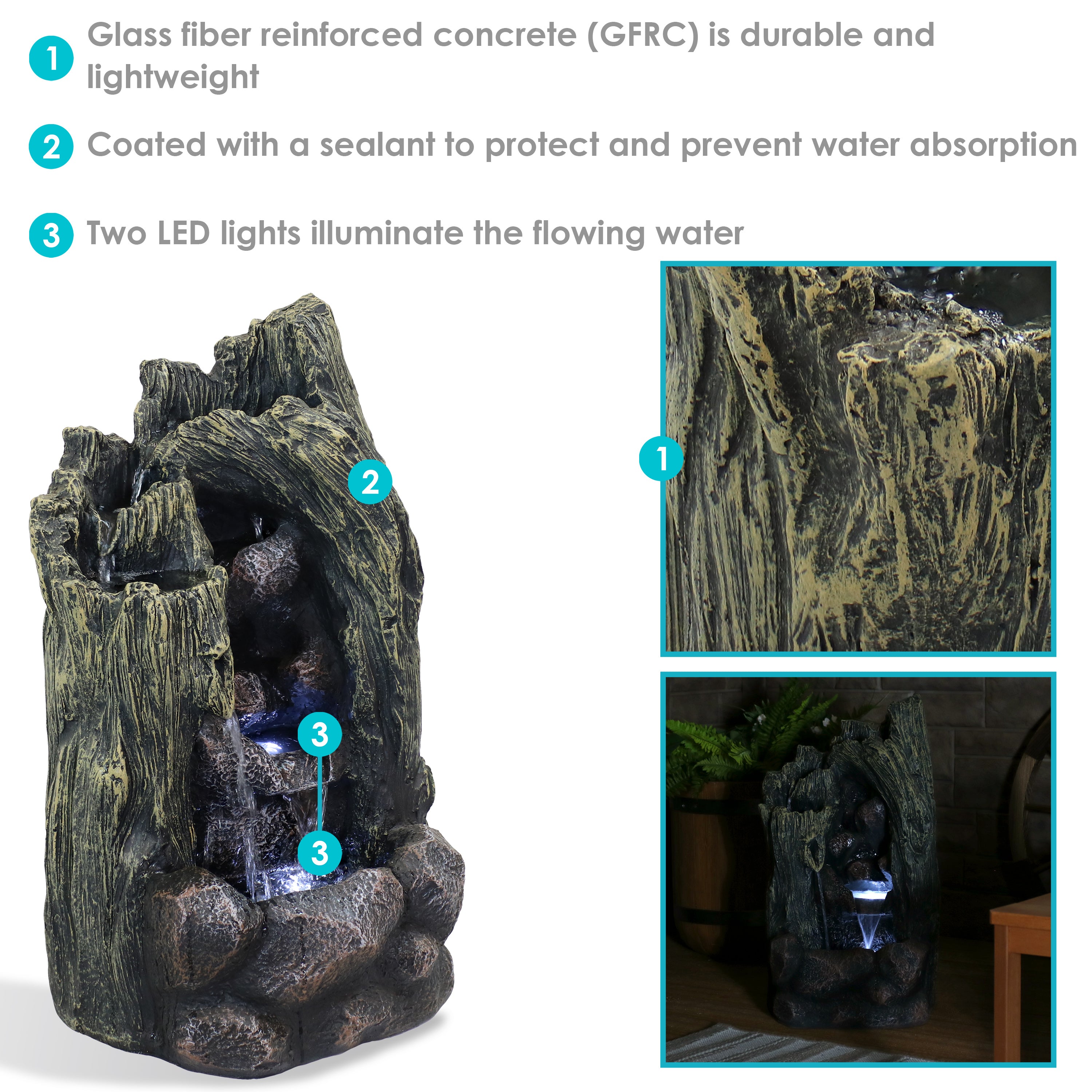 Sunnydaze Cavern of Mystery Outdoor Rock Water Fountain - Garden Decor, Patio Waterfall Feature for Relaxing Backyard & Zen Landscaping