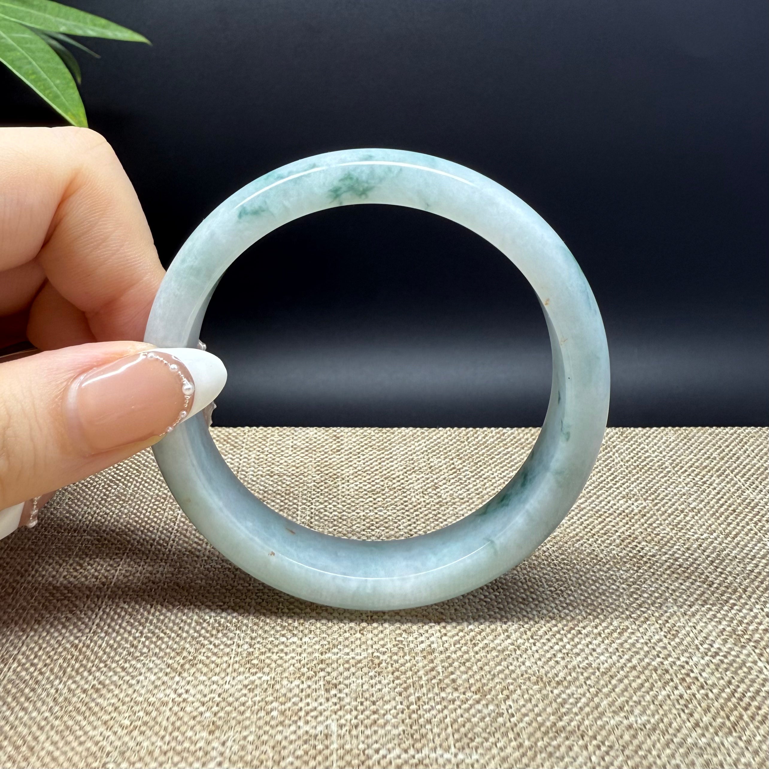 Authentic Burmese Green Jadeite Bangle Bracelet - 57mm Handmade Natural Jade Jewelry for Women, Luxury Gift for Special Occasions, Meditation & Energy Healing Accessory
