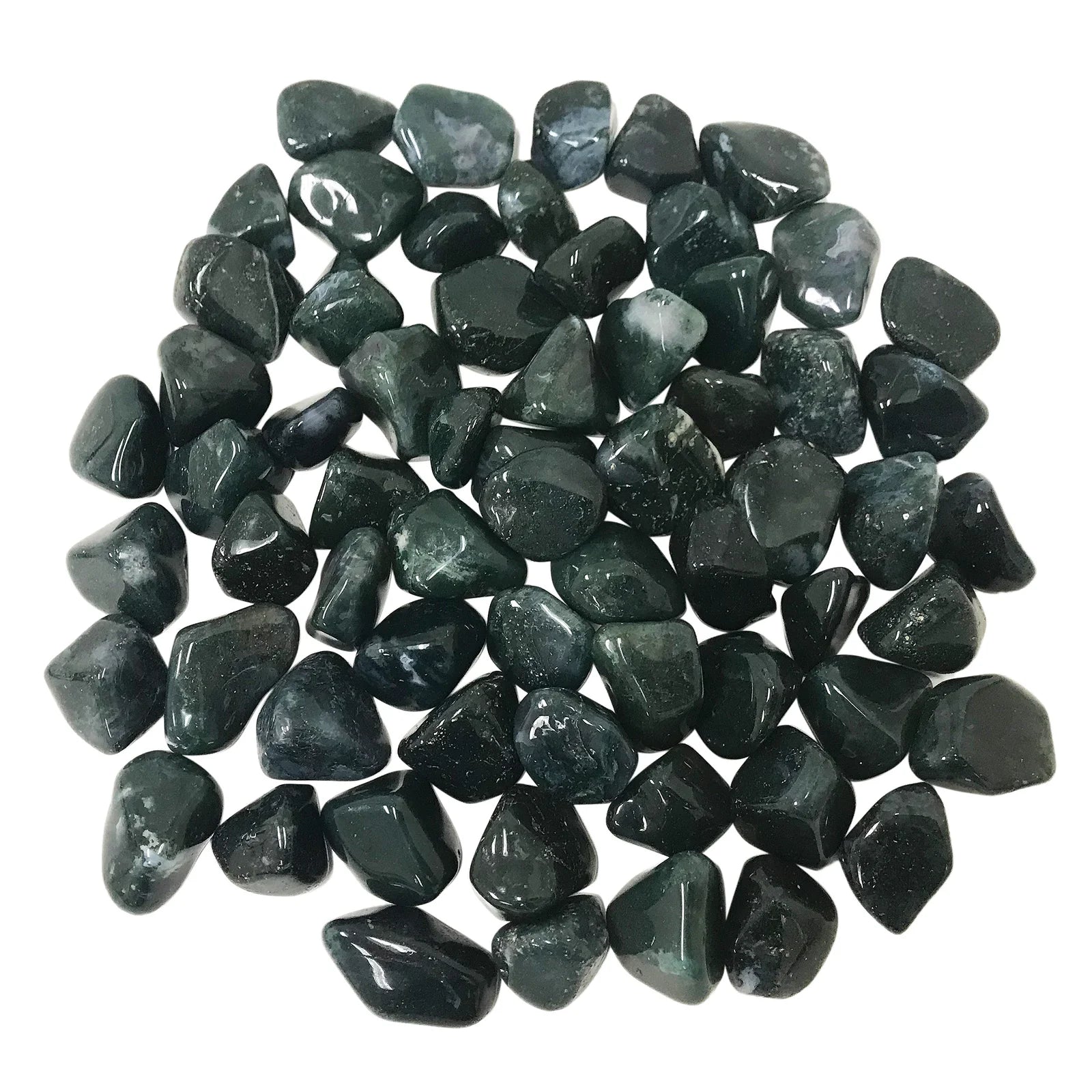 1 lb Natural Polished Moss Agate Gemstone Tumbled Stones - Bulk Healing Crystals for Meditation, Reiki, Jewelry Making & Home Decor