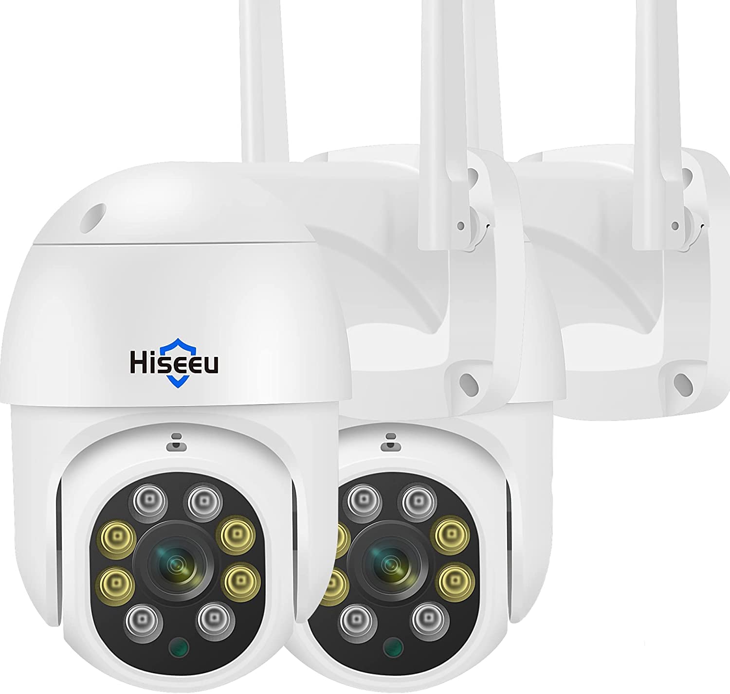 Hiseeu 2-Pack 5MP Outdoor Security Camera with Color Night Vision, PTZ Digital Zoom, 360° View, 2-Way Audio, Auto Cruise, WiFi, IP66 Waterproof - Ideal for Home Surveillance, Business Monitoring, and Property Protection