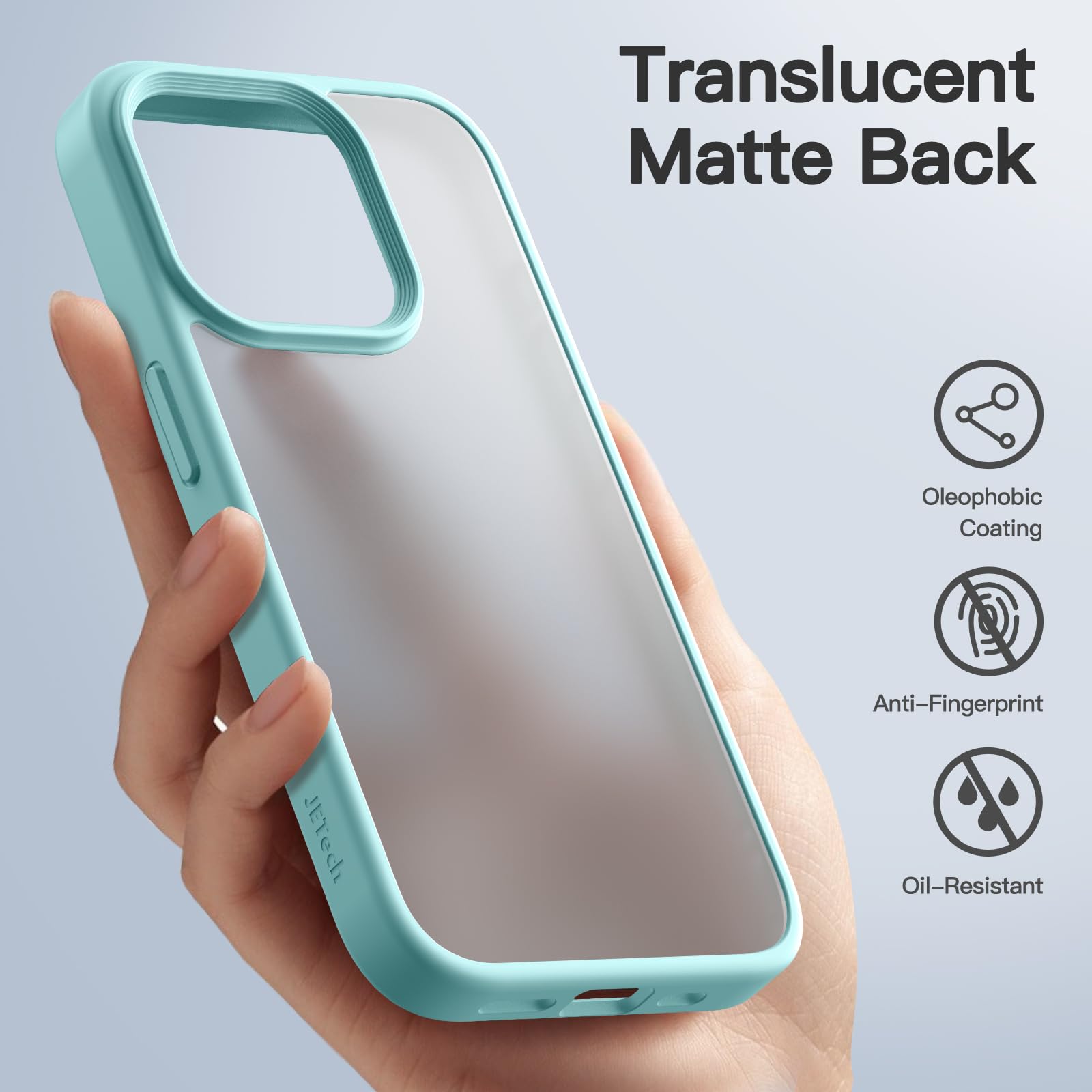 JETech Matte Shockproof Case for iPhone 15 Pro Max 6.7-Inch - Military Grade Drop Protection, Frosted Translucent Anti-Fingerprint Phone Cover (Bright Blue) - Perfect for Outdoor Activities, Travel & Daily Protection
