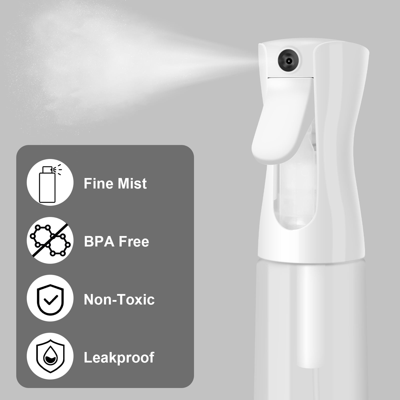 Huauoo 2 Pack Plastic Spray Bottles - Fine Mist & Stream Sprayer for Cleaning Solutions, Plants, Pets, Essential Oils, Hair Care & Cooking - Perfect for Home, Garden & DIY Projects