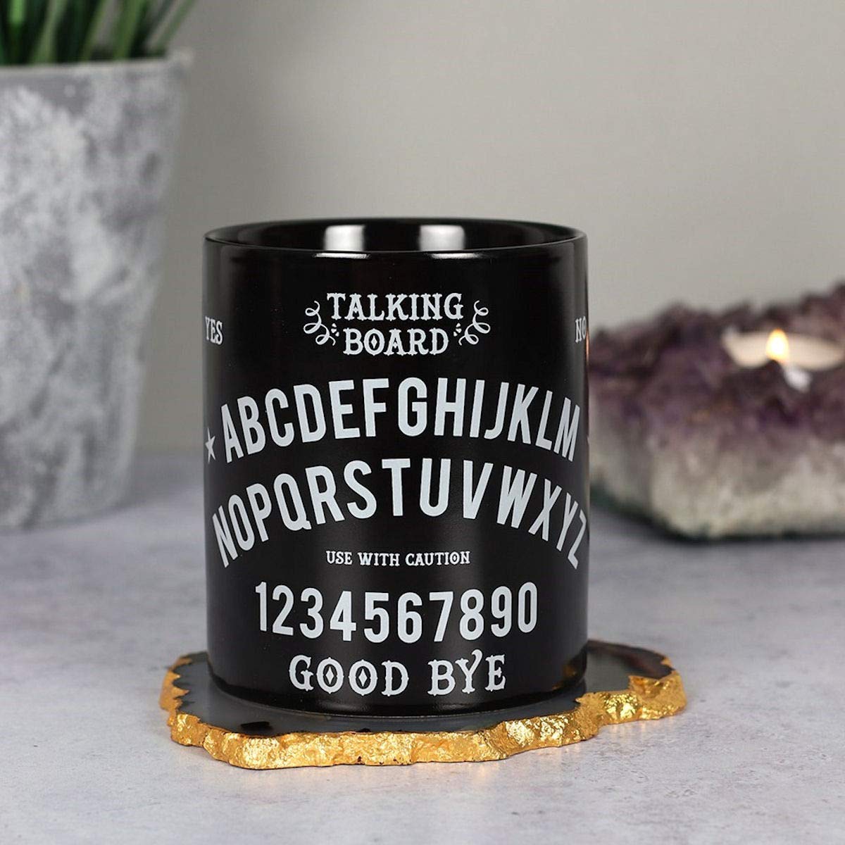 Ouija Board Ceramic Coffee Mug - Gothic Wicca Witchcraft Design with Spirit Board Print - Perfect for Tea, Coffee & Halloween Decor