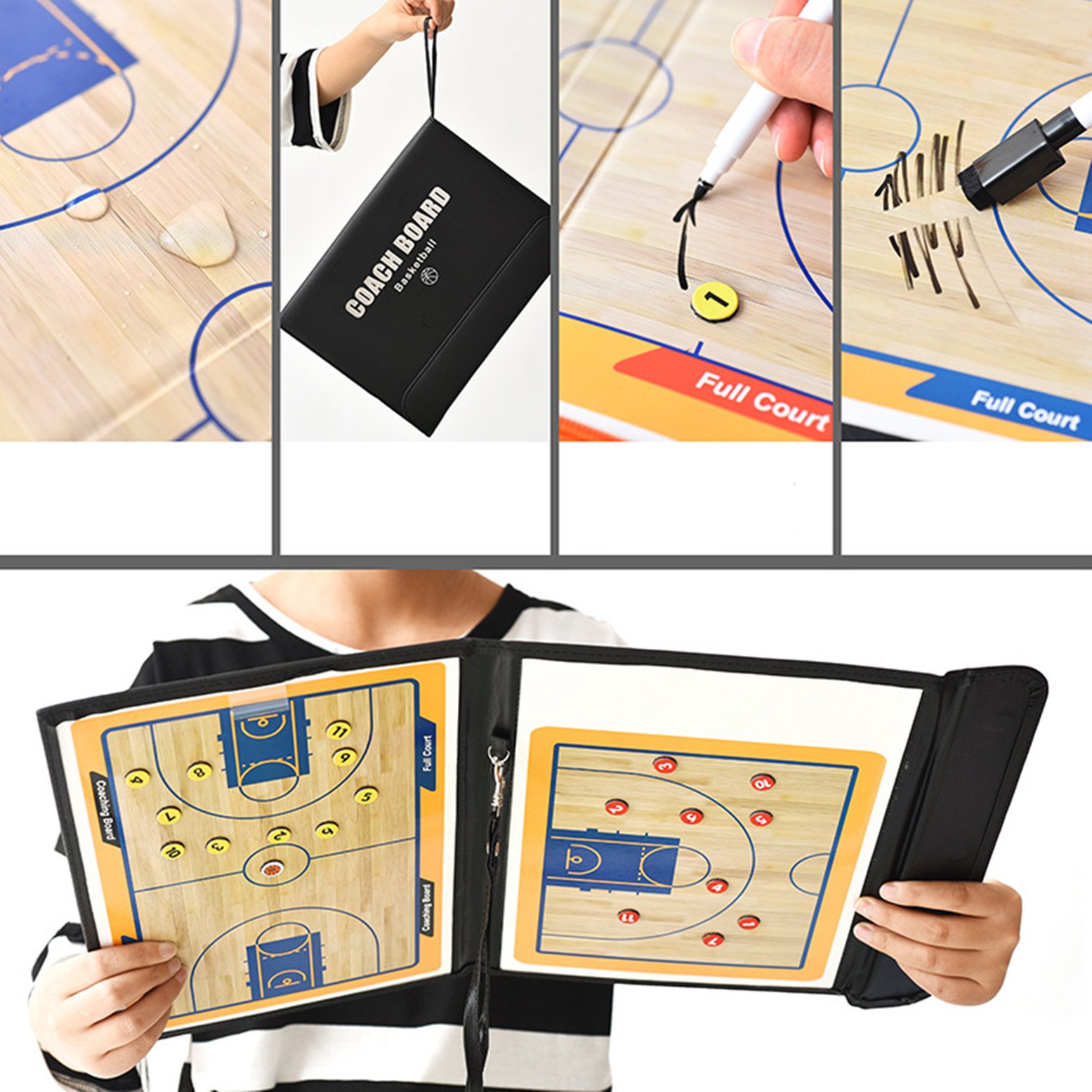 Joyeee Magnetic Basketball Coaching Clipboard - Dry Erase Marker Board for Women & Men, Indoor Outdoor Training, Game Strategy Planning - Perfect for Coaches, Players, and Team Practice Sessions