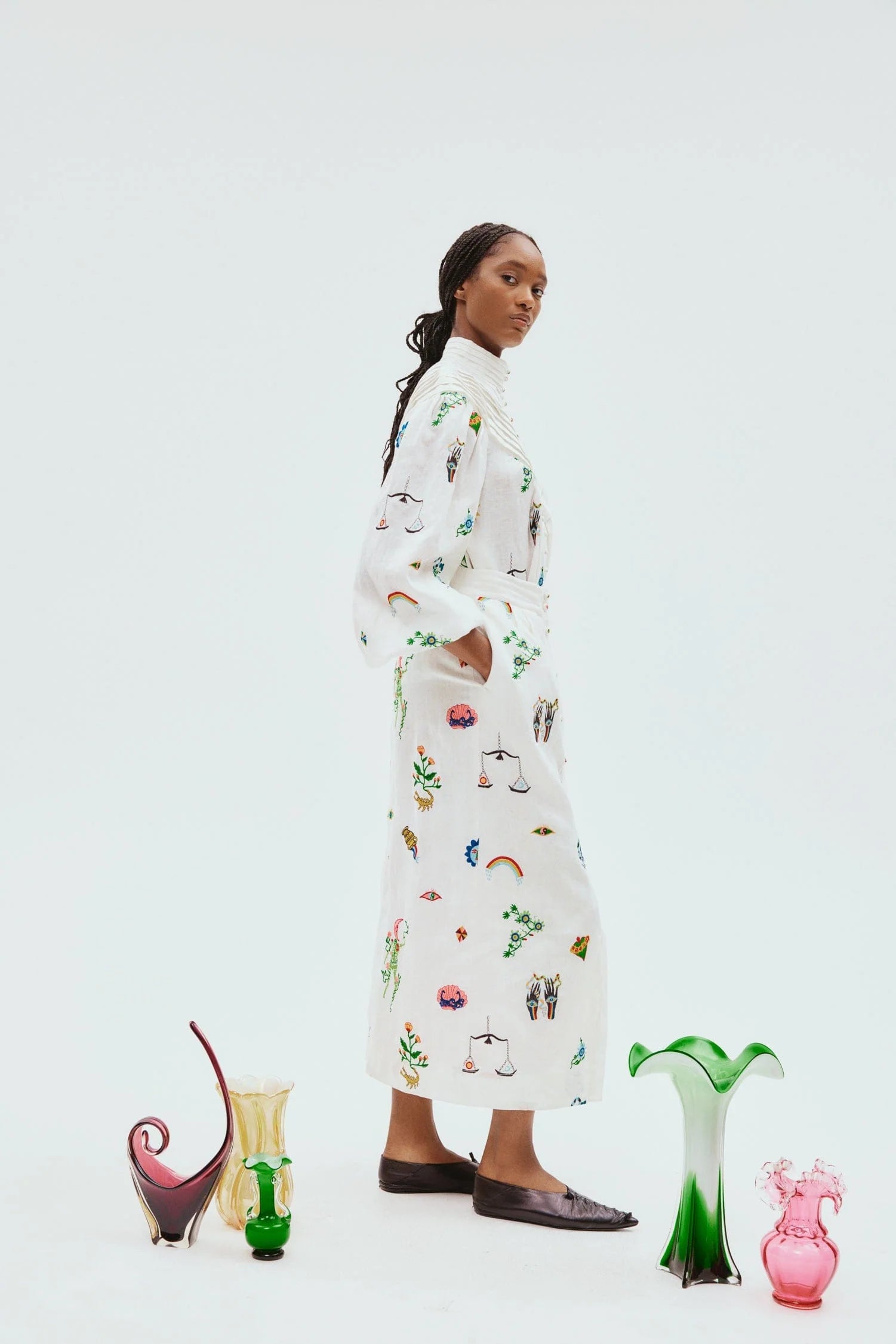 Atticus Embroidered Skirt for Women - Floral Design, A-Line, High Waist, Comfortable & Stylish - Perfect for Casual Outings, Parties, and Summer Dresses