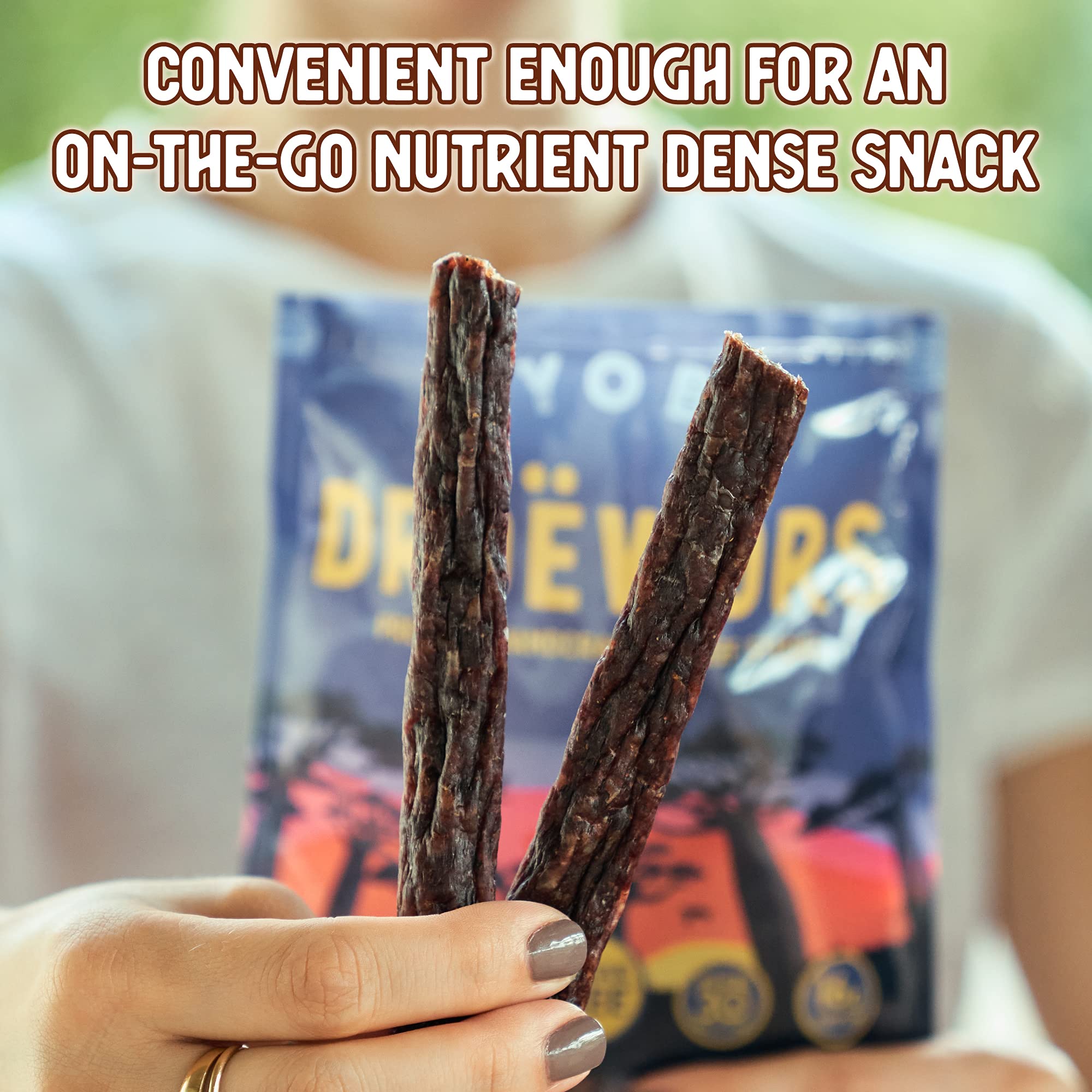 Grass-Fed Beef Paleo Sticks - Keto, Low Carb, Gluten Free, Nitrate Free, No Sugar Protein Snacks (2oz, Pack of 3) | Perfect for Hiking, Camping & On-the-Go Nutrition