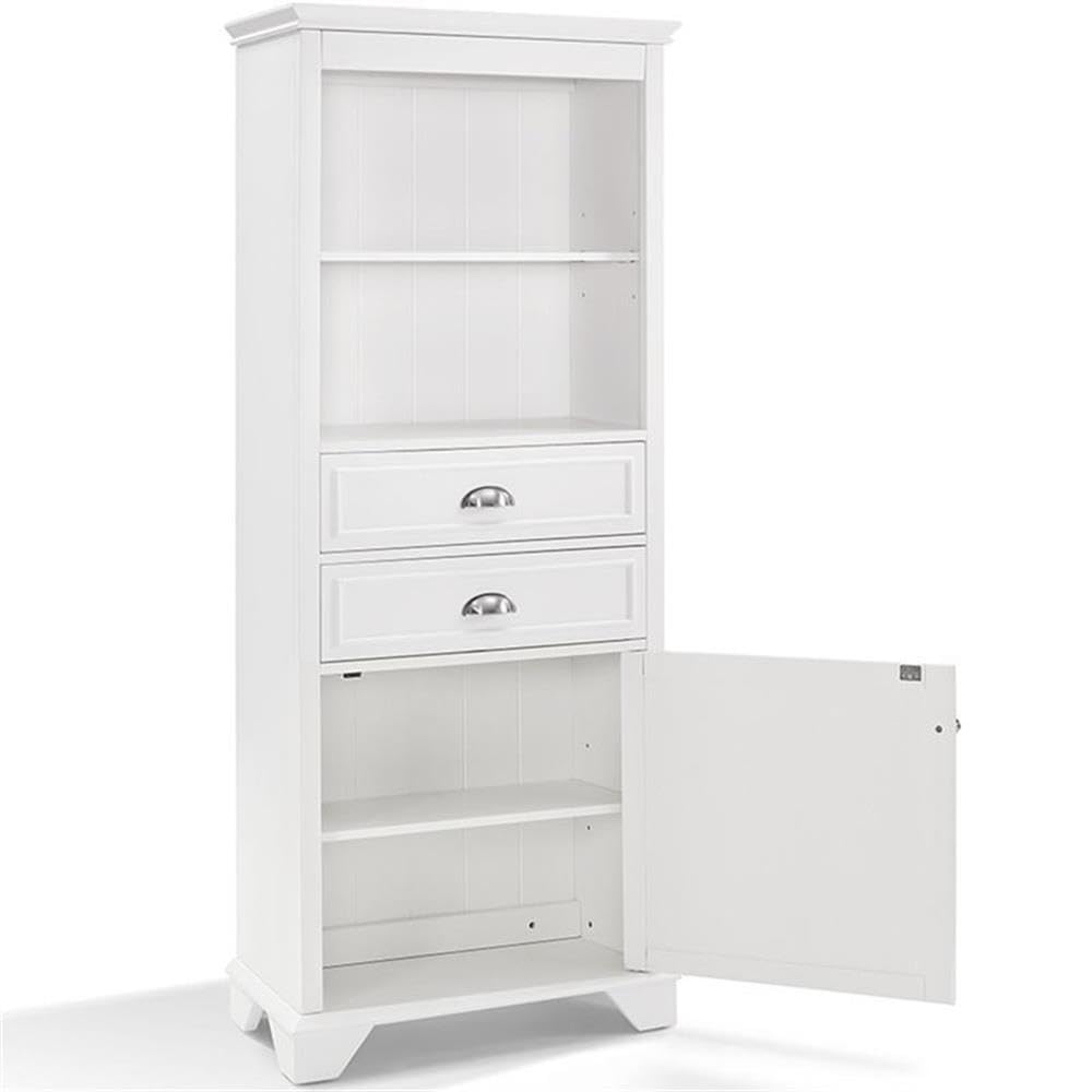 Pemberly Row White Linen Cabinet - Stylish Storage for Bedroom, Bathroom & Living Room Organization