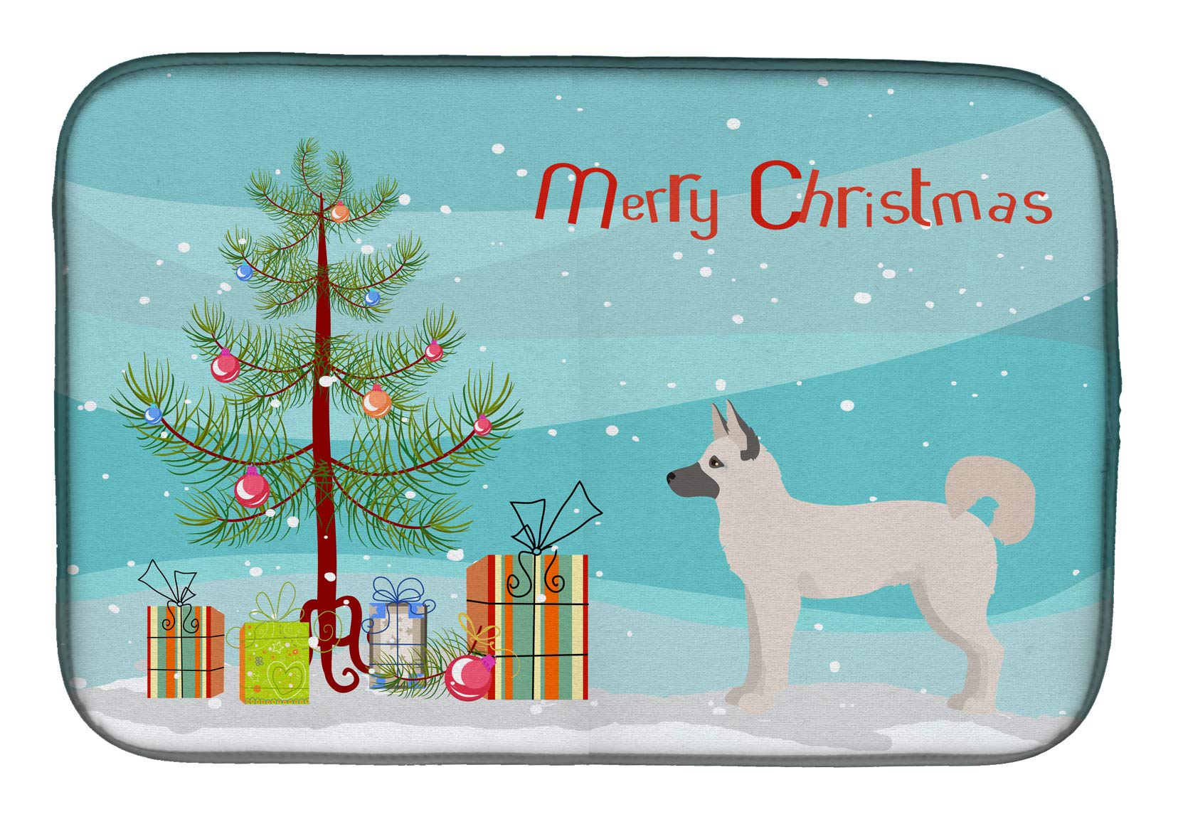 Gerberian Shepsky Christmas Dish Drying Mat - Absorbent Kitchen Counter Pad for Holiday Decor