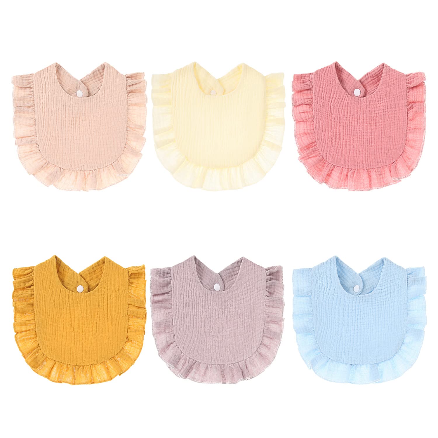 Organic Cotton Muslin Baby Bibs for Girls - 4-Layer Drool Bibs, Teething Bibs & Multi-Use Scarf - Soft Lap-Shoulder Drool Cloths for Feeding, Teething & Everyday Use