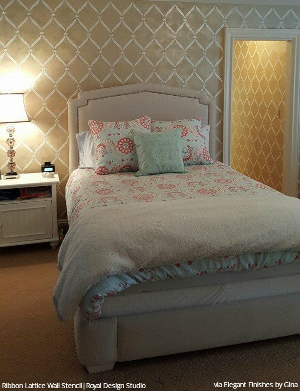 Ribbon Lattice Wall Stencil - Reusable DIY Painting Template for Home Decor, Crafts & Furniture - Perfect for Bedroom, Nursery, Living Room Accent Walls