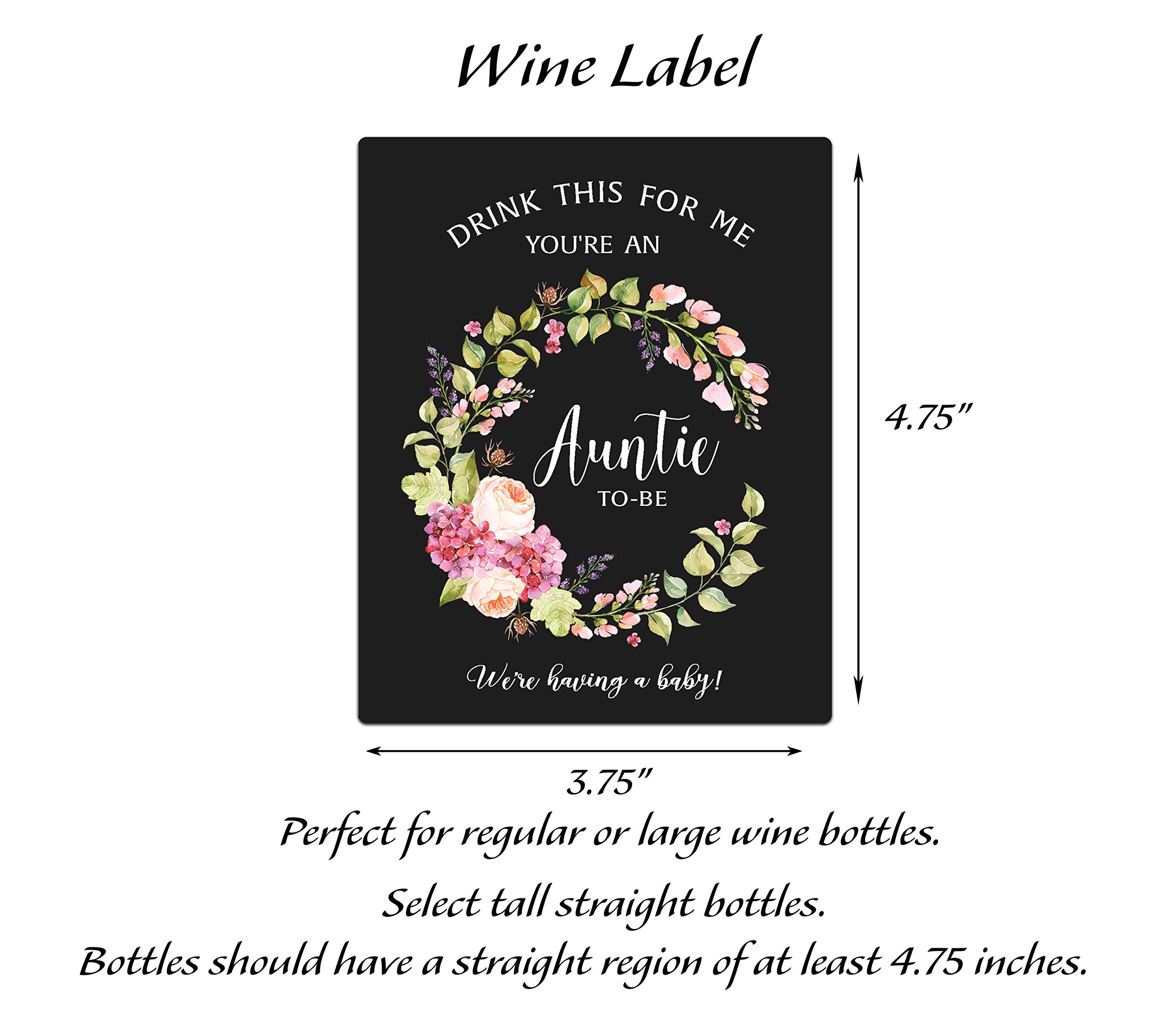 Gender Neutral Pregnancy Announcement Wine Labels - Set of 5 Waterproof Stickers for Auntie-To-Be Reveal | Fun Alternative to Baby Cards | Perfect for Gender Reveal Parties, Baby Showers & Special Celebrations