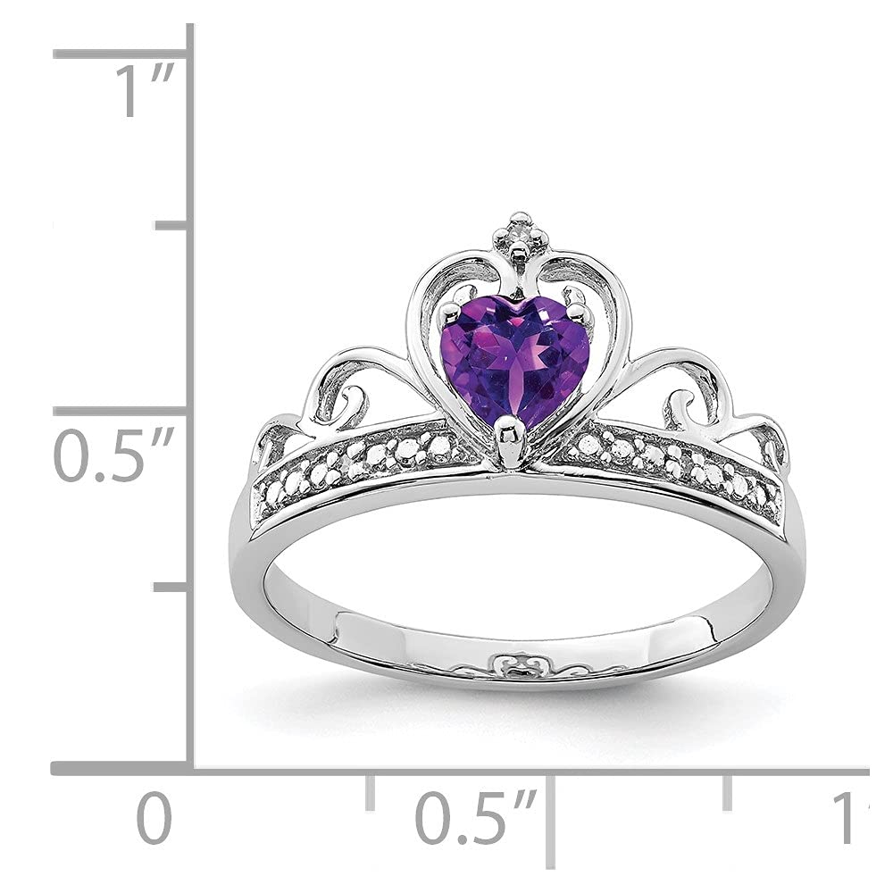 Diamond2Deal 925 Sterling Silver Diamond & Amethyst Teardrop Engagement Ring (0.36ct) - Elegant Wedding Proposal Jewelry for Her