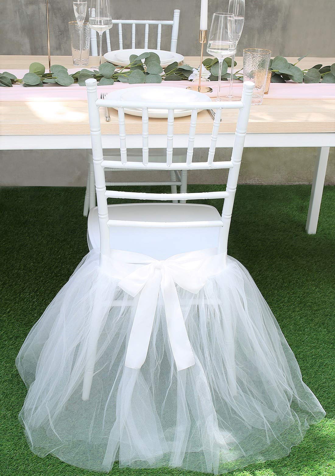 UNIQOOO White Tulle Tutu Chair Cover - 20