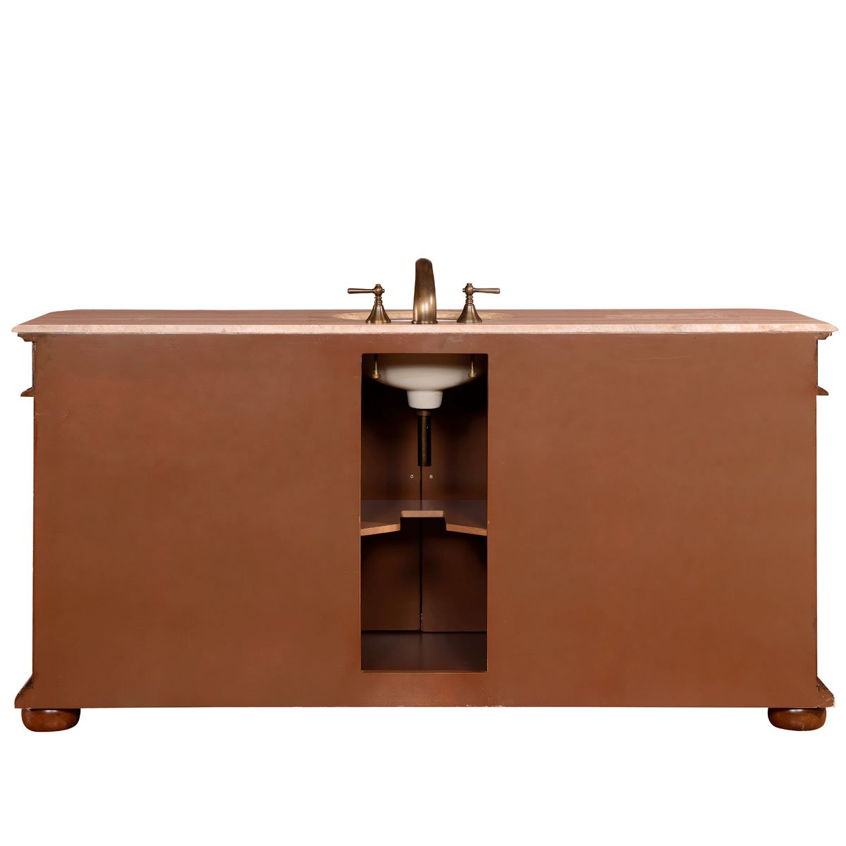 72-inch Travertine Stone Top Bathroom Vanity with Single Sink - Modern Bathroom Storage Cabinet for Master Bath & Powder Room | Silkroad Exclusive