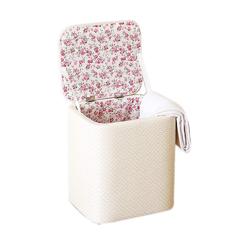 XLAHD Storage Ottoman Footstool - Upholstered Multipurpose Footrest Stool with Hidden Storage, Toy Chest & Shoe Organizer for Living Room, Bedroom & Nursery - Soft White Fabric (Perfect for Small Space Organization & Extra Seating)
