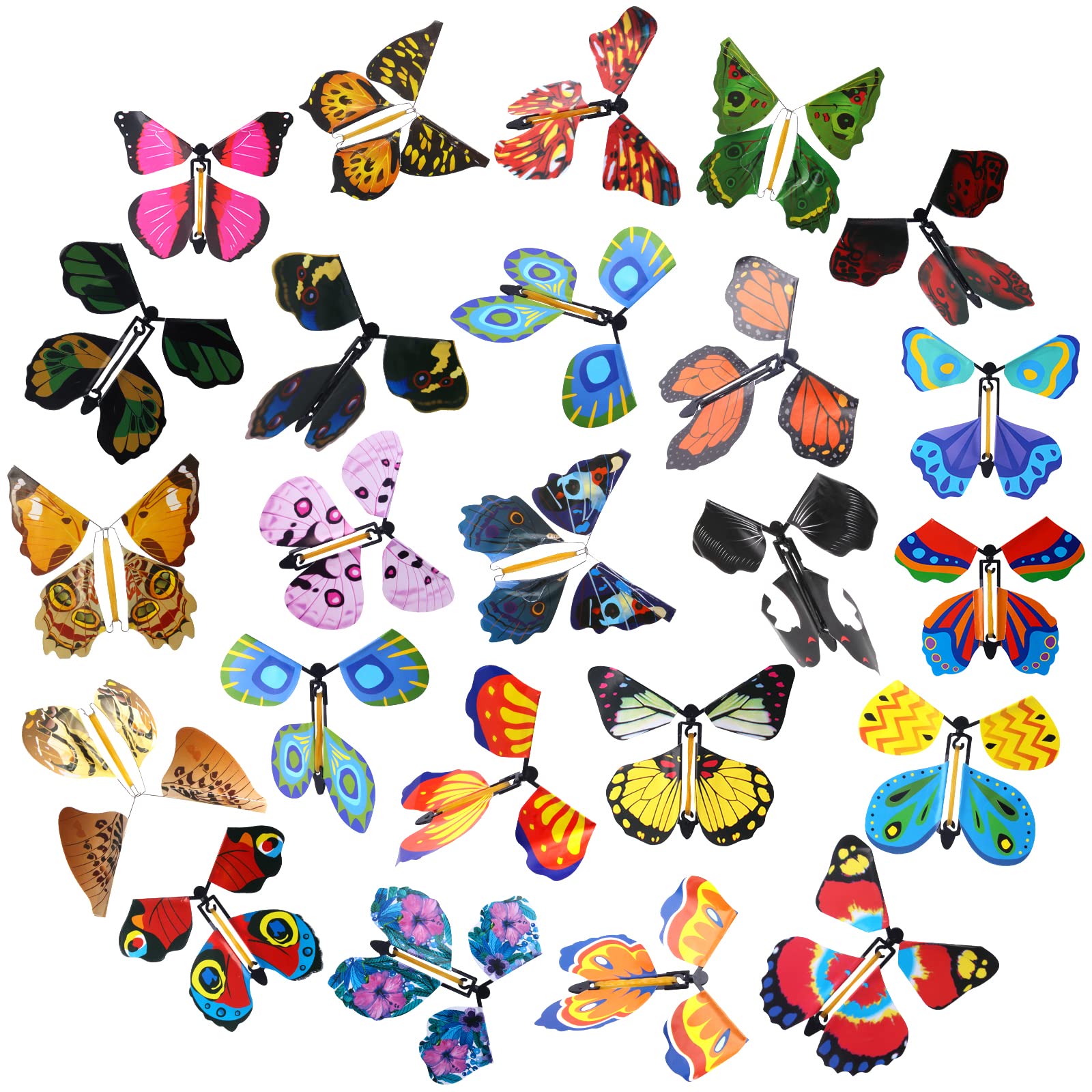 Outee 24pcs Wind-Up Flying Butterfly Toy - Christmas & Teacher Gift for Surprise Moments