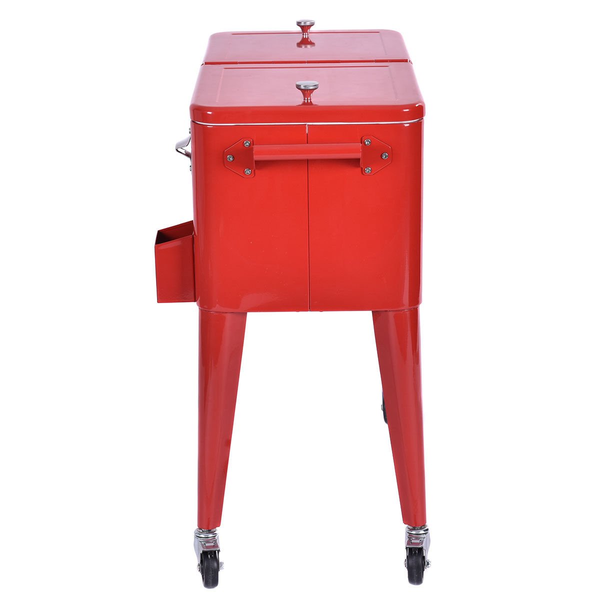 80 Quart Red Outdoor Patio Cooler Cart - Portable Ice Chest for Beer, Beverages & Party Drinks - Perfect for BBQs, Camping & Tailgating