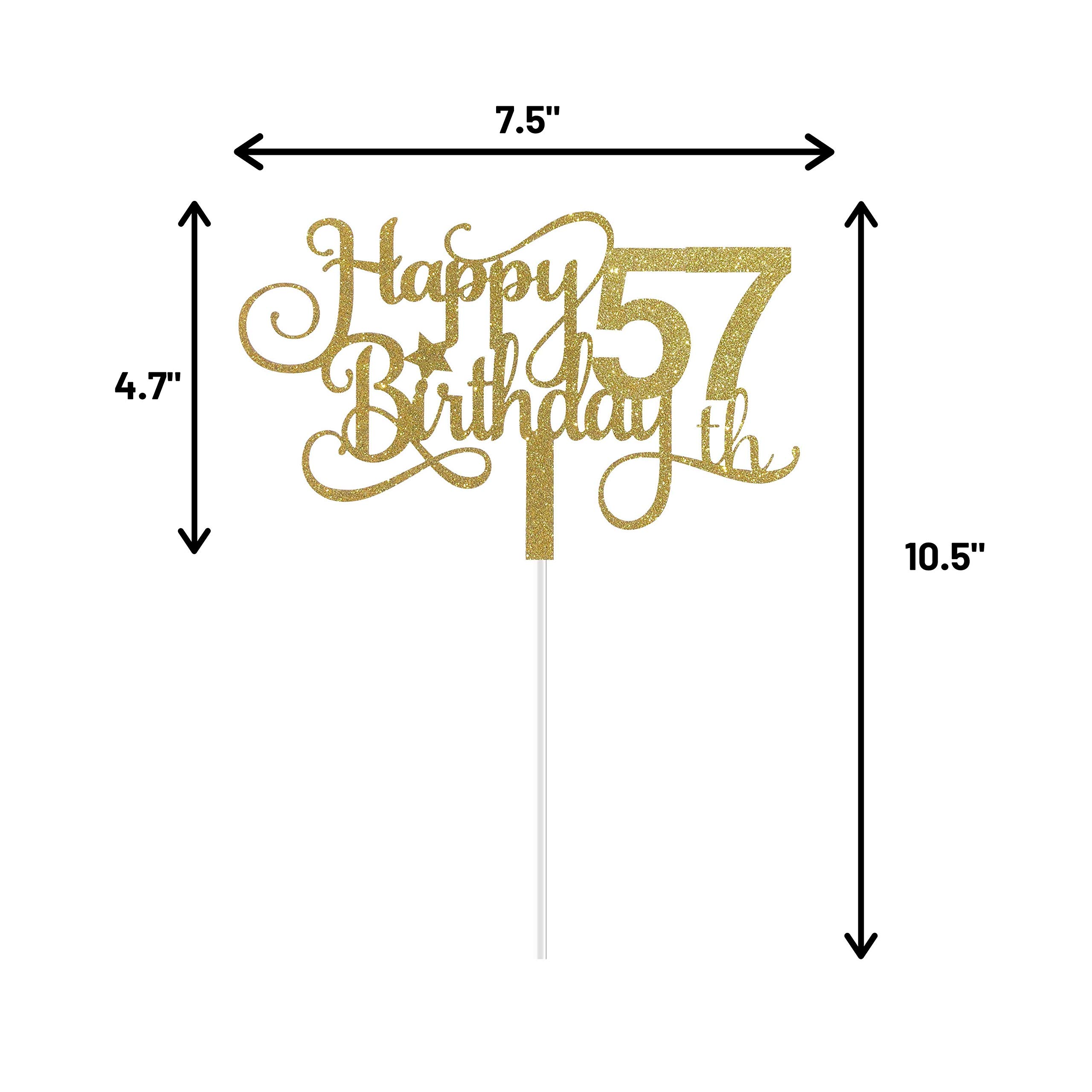 ALPHA K GG 57th Birthday Cake Topper - Happy 57th Birthday Decorations for Cake & Party - Perfect for 57th Birthday Celebrations, Anniversaries, and Retirement Parties
