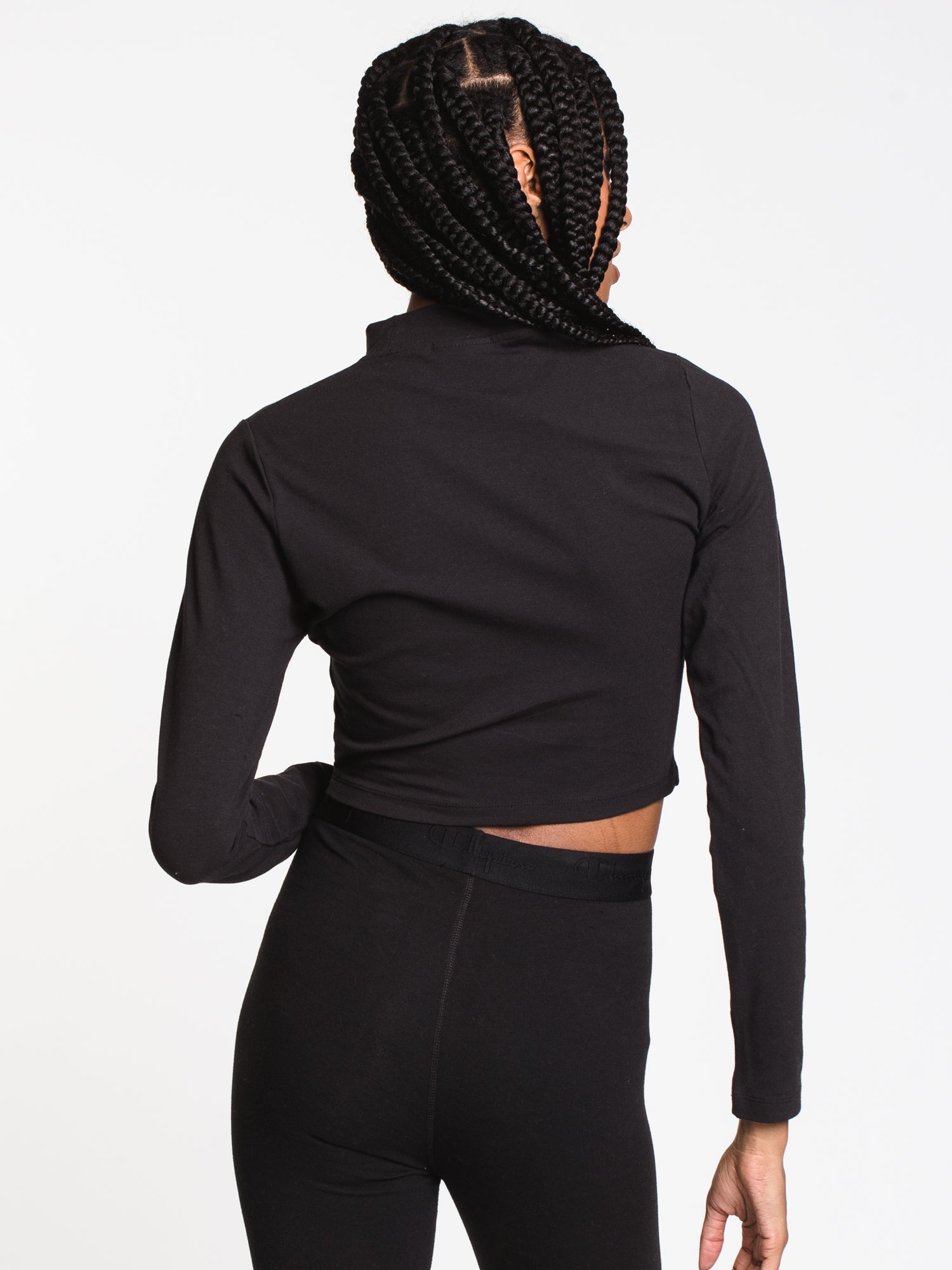 Champion Mock Neck Long Sleeve Crop Top - Women's Athletic Workout Shirt for Yoga, Running & Gym - Clearance Sale