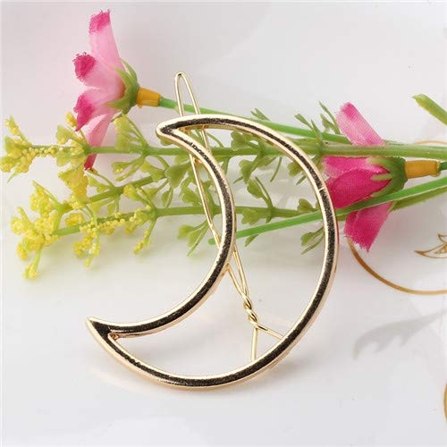 Fashion Women's Alloy Metal Hair Clips Set - 2PCS Triangle & Moon Hairpins for Girls, Hair Accessories Holder (Gold Moon) - Perfect for Parties, Weddings & Daily Styling