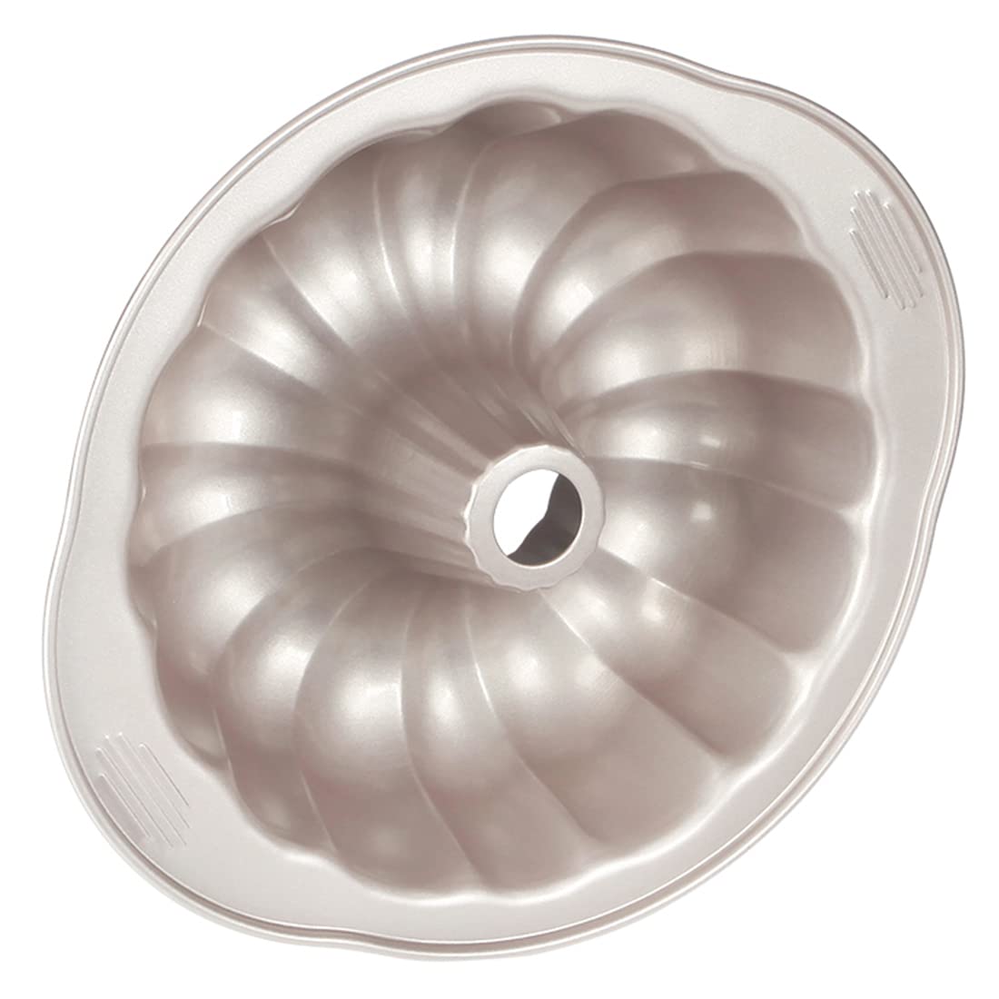 Nonstick 9-Inch Fluted Tube Cake Pan - Heavy Duty Carbon Steel Bundt Mold with Handles for Baking, Oven Safe Champagne Gold Bakeware - Perfect for Birthday Cakes, Holiday Desserts & Party Treats