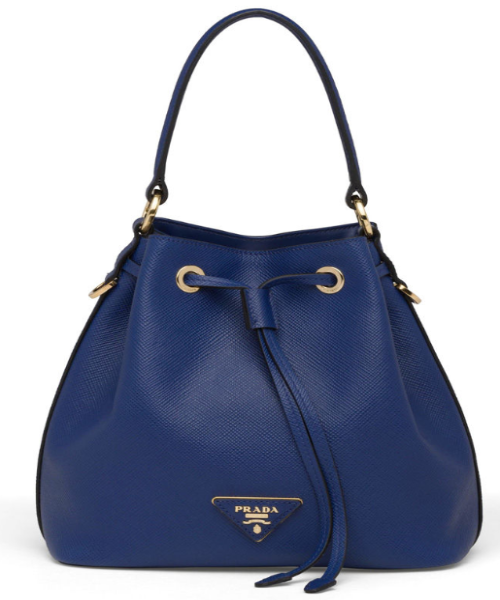 Prada Saffiano Leather Bucket Bag for Women - Blue Luxury Handbag | Perfect for Work, Travel & Everyday Use
